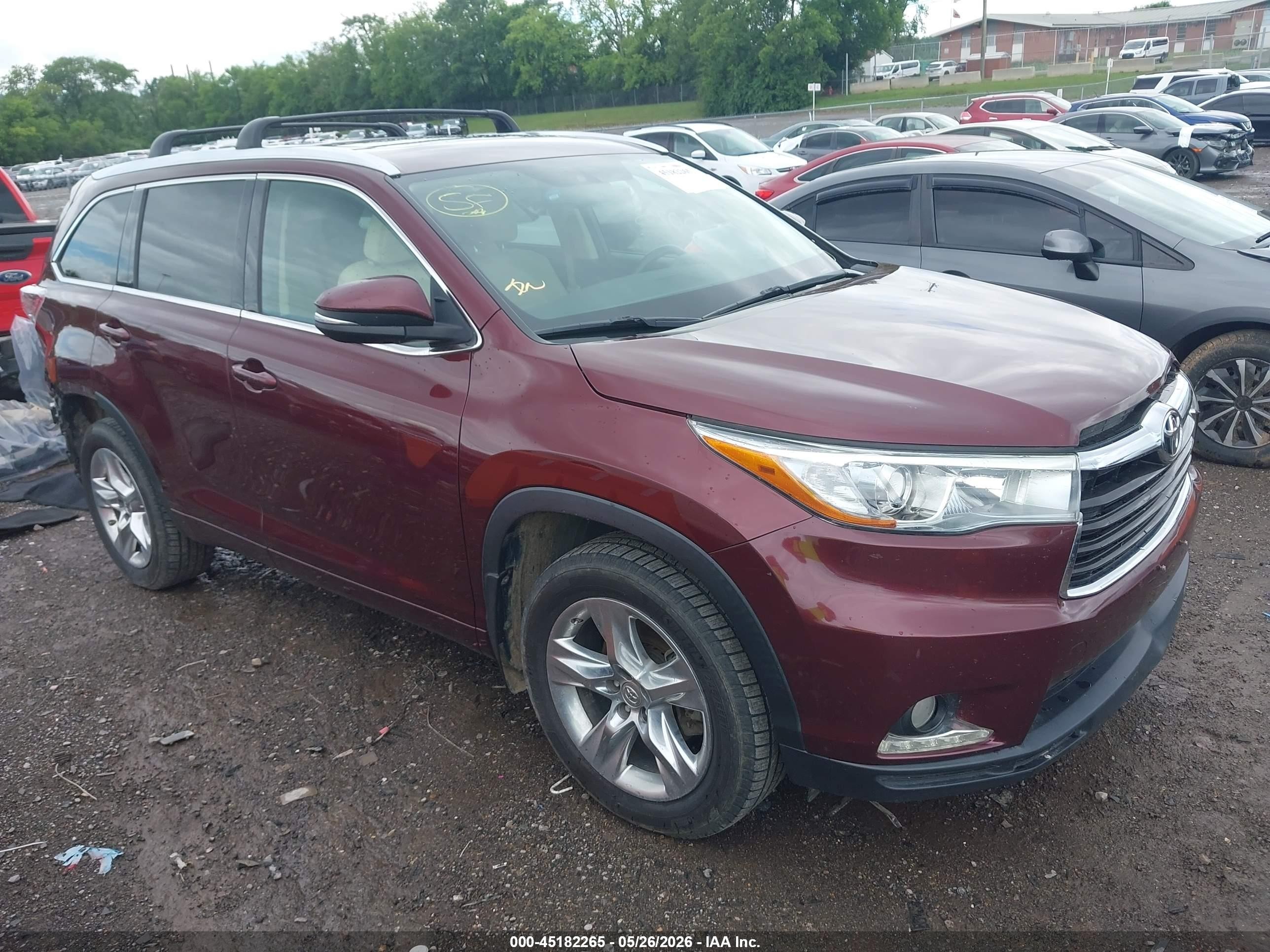 2015 Toyota Highlander Limited V6 Maroon vin: 5TDDKRFH4FS083581