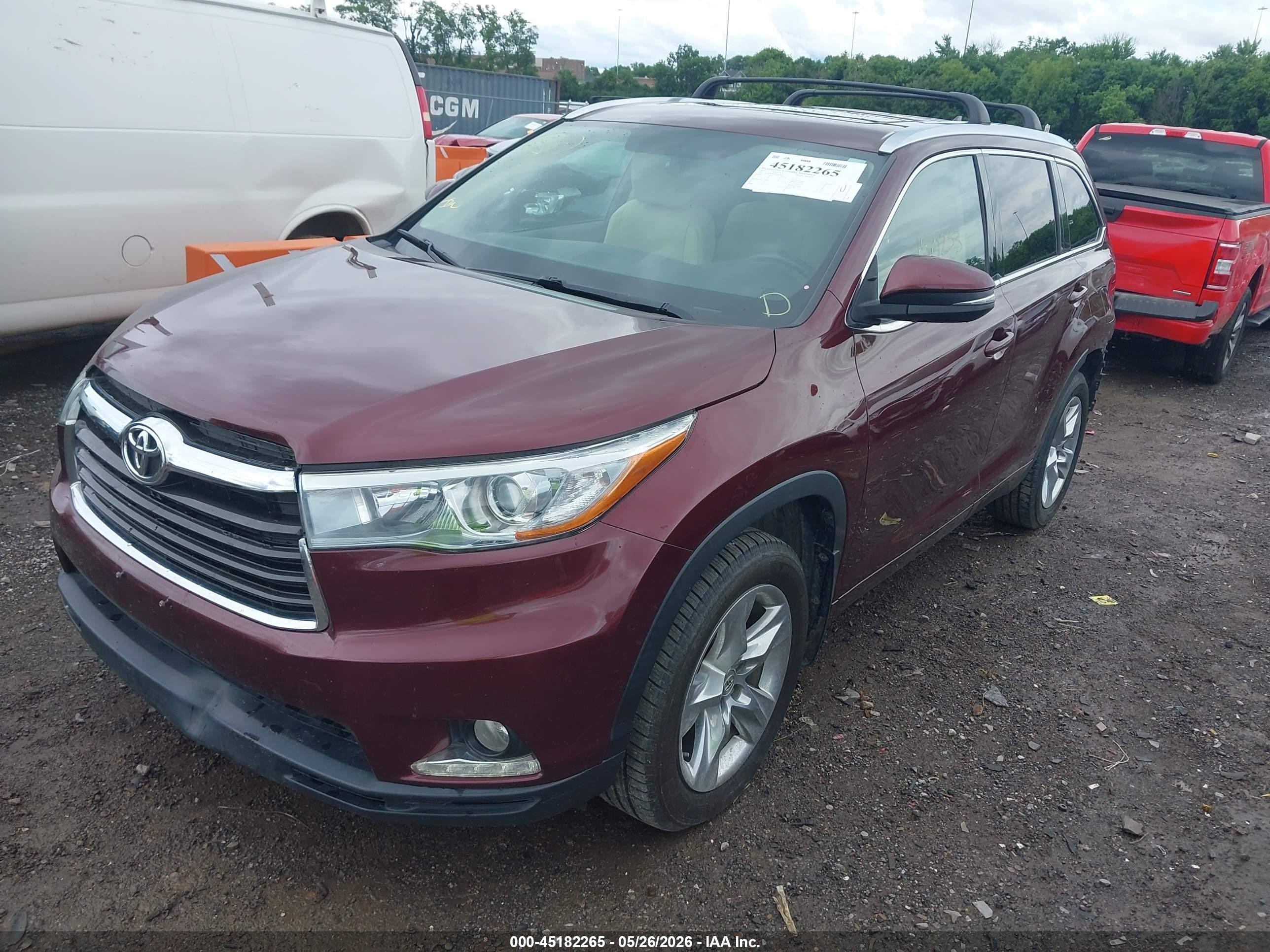 2015 Toyota Highlander Limited V6 Maroon vin: 5TDDKRFH4FS083581