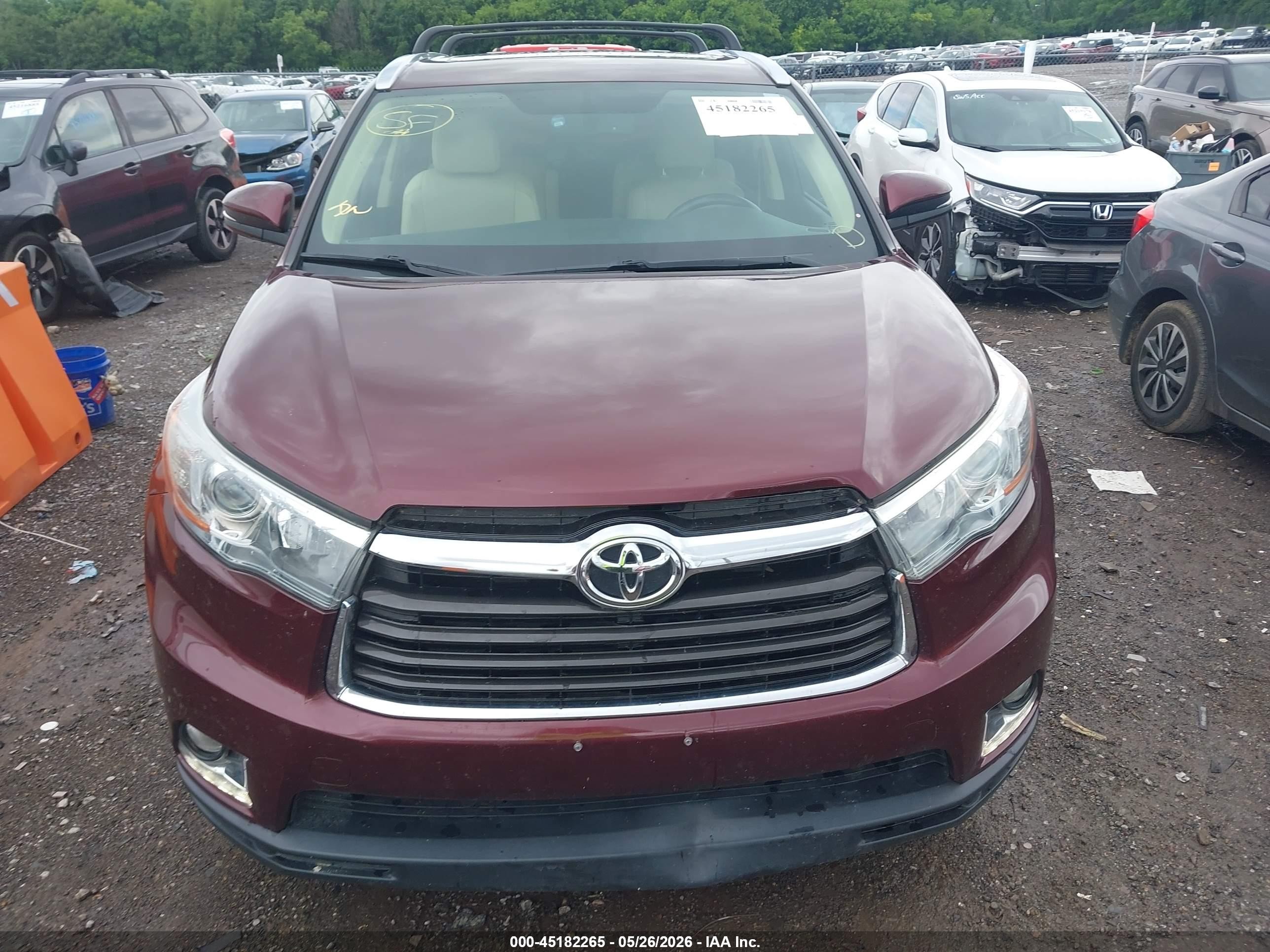 2015 Toyota Highlander Limited V6 Maroon vin: 5TDDKRFH4FS083581