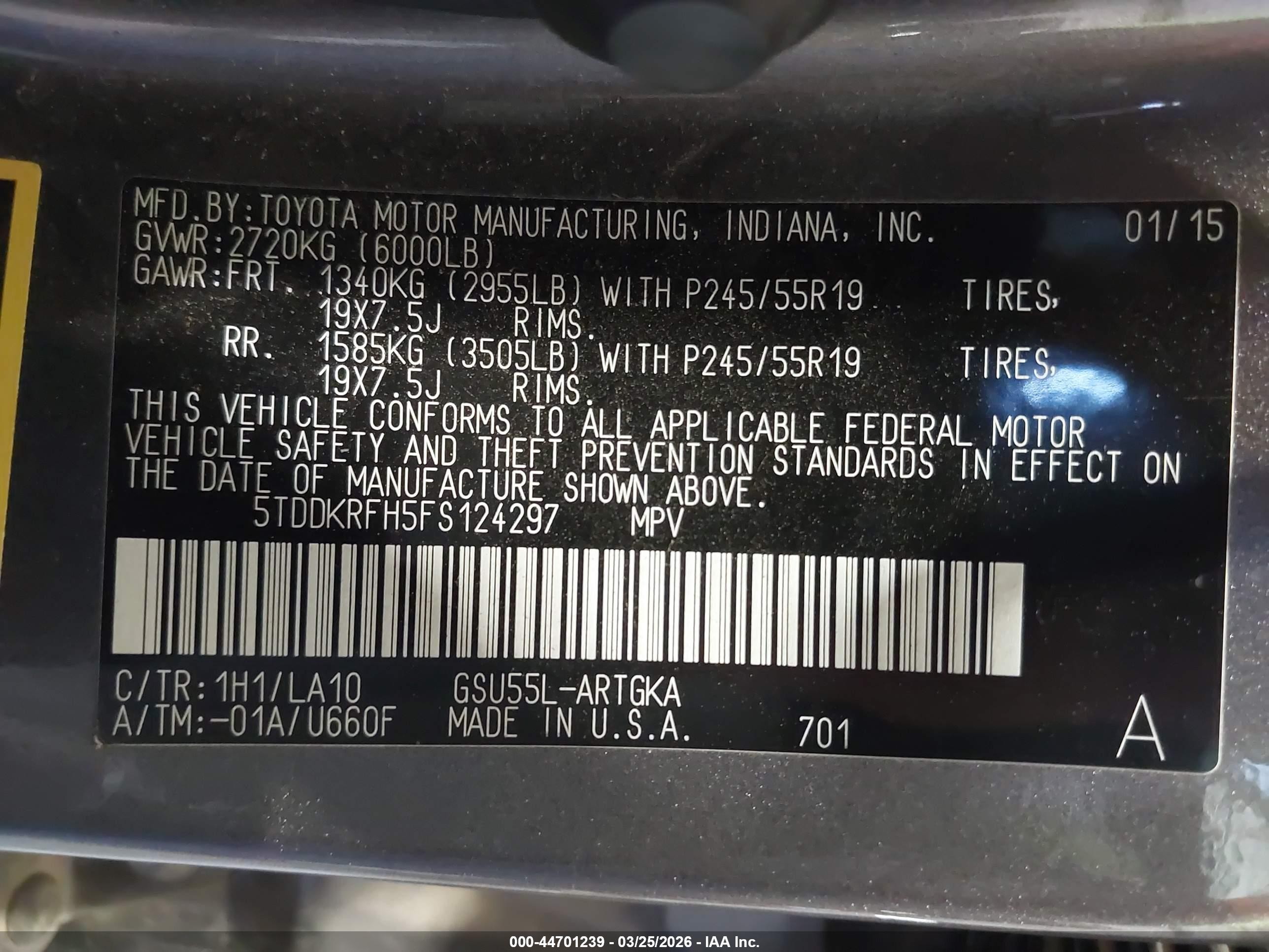 2015 Toyota Highlander Limited V6 Gray vin: 5TDDKRFH5FS124297