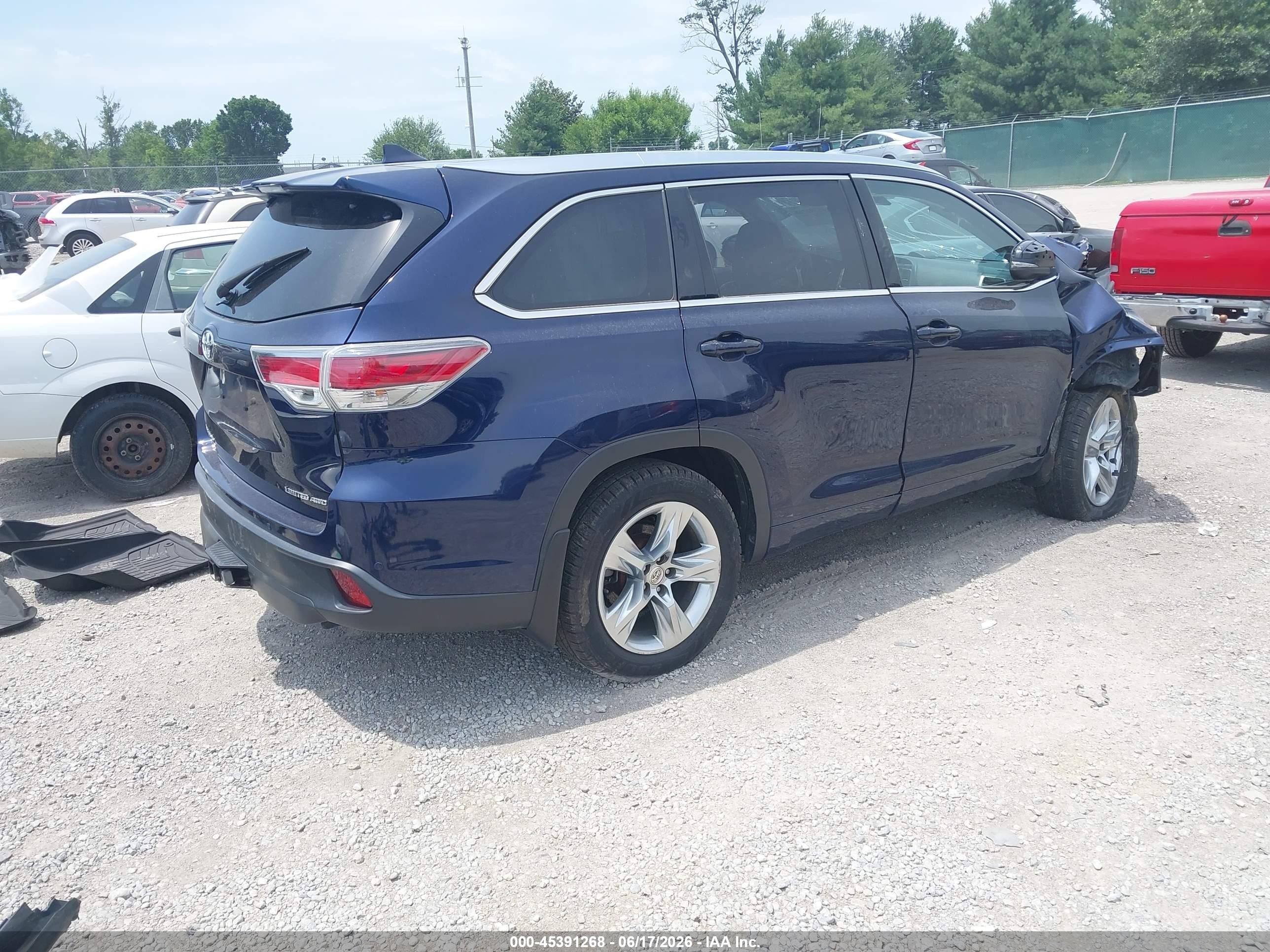 2015 Toyota Highlander Limited Platinum V6 Синий vin: 5TDDKRFH5FS181339