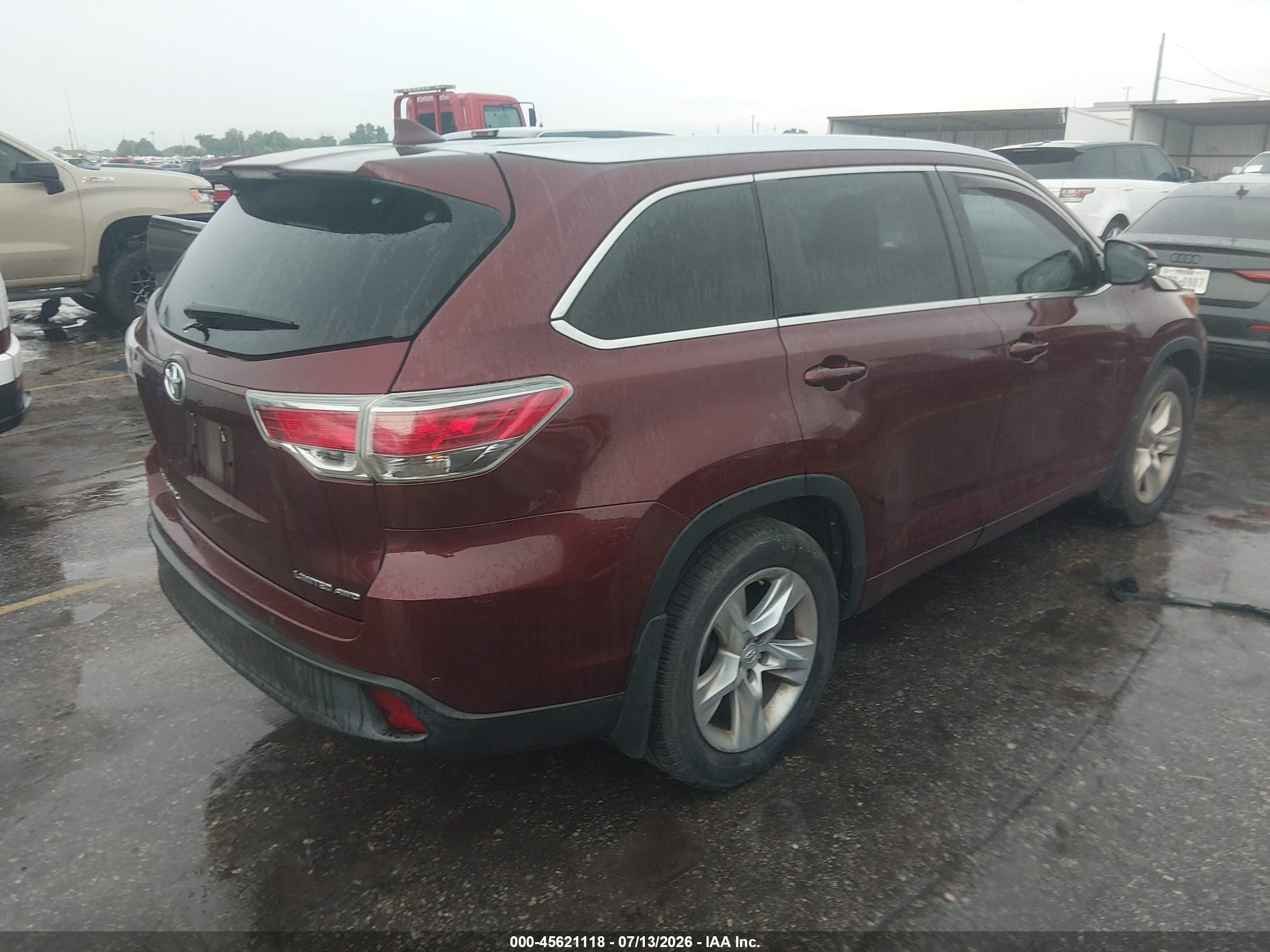 2014 Toyota Highlander Limited Platinum V6 Burgundy vin: 5TDDKRFH6ES006578