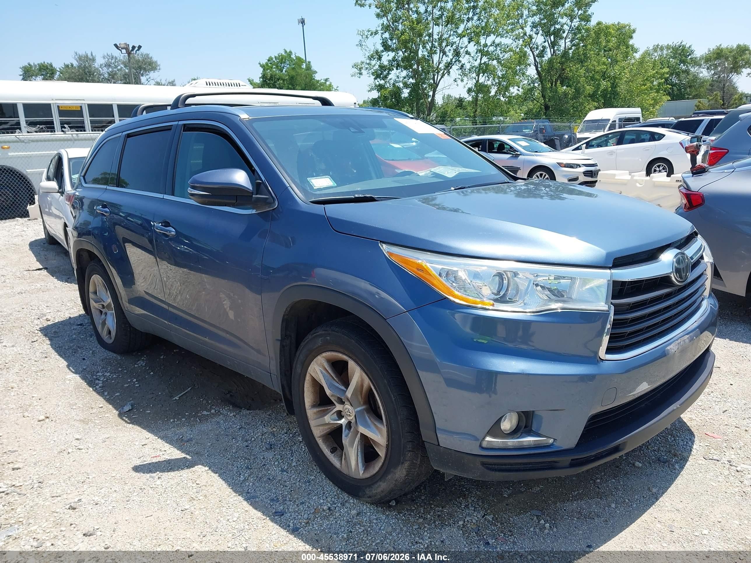 2014 Toyota Highlander Limited Platinum V6 Blue vin: 5TDDKRFH6ES007357