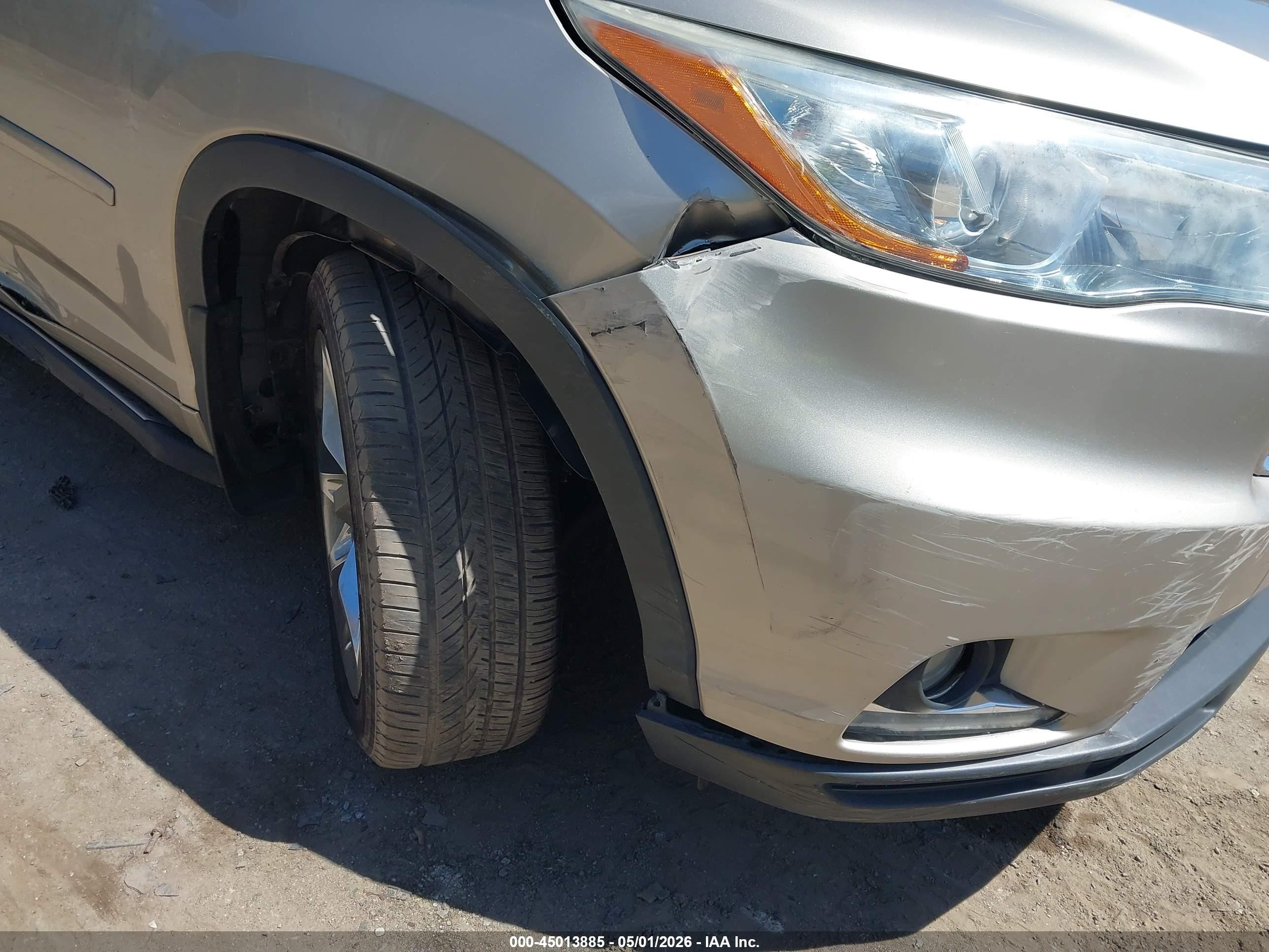 2014 Toyota Highlander Limited V6 Gold vin: 5TDDKRFH6ES012557