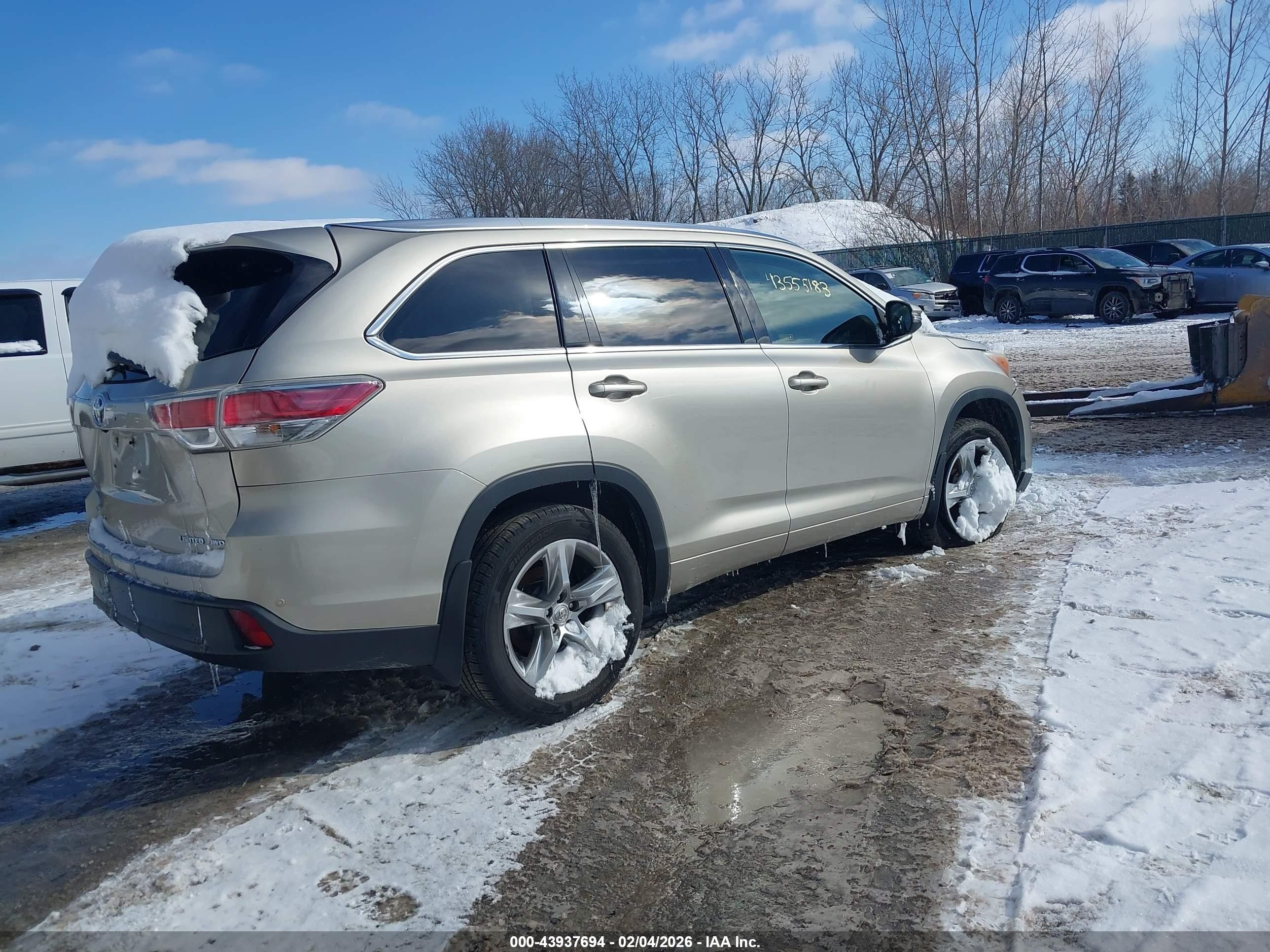 2015 Toyota Highlander Limited V6 Золотой vin: 5TDDKRFH6FS080133