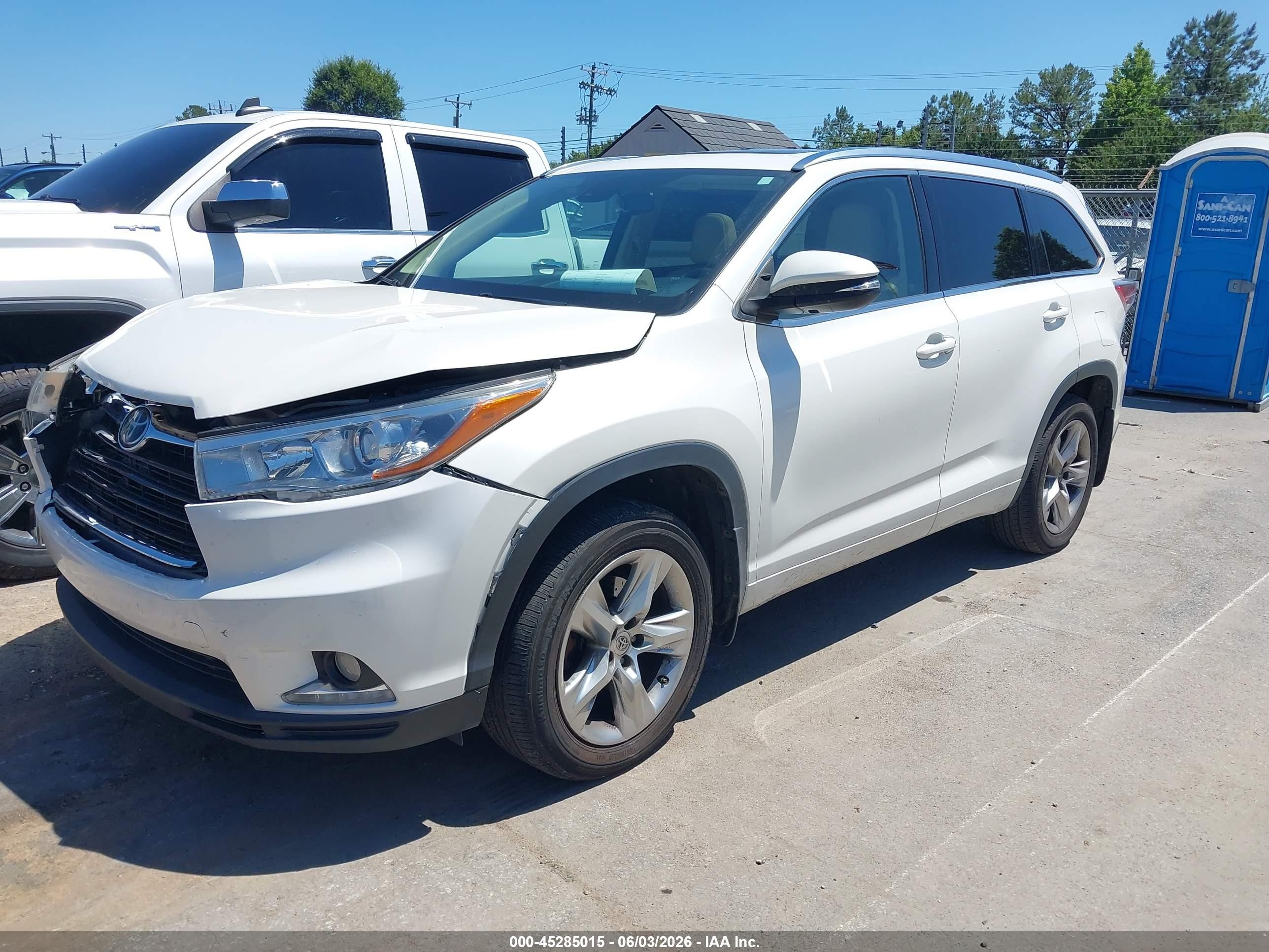 2015 Toyota Highlander Limited Platinum V6 Белый vin: 5TDDKRFH6FS129119