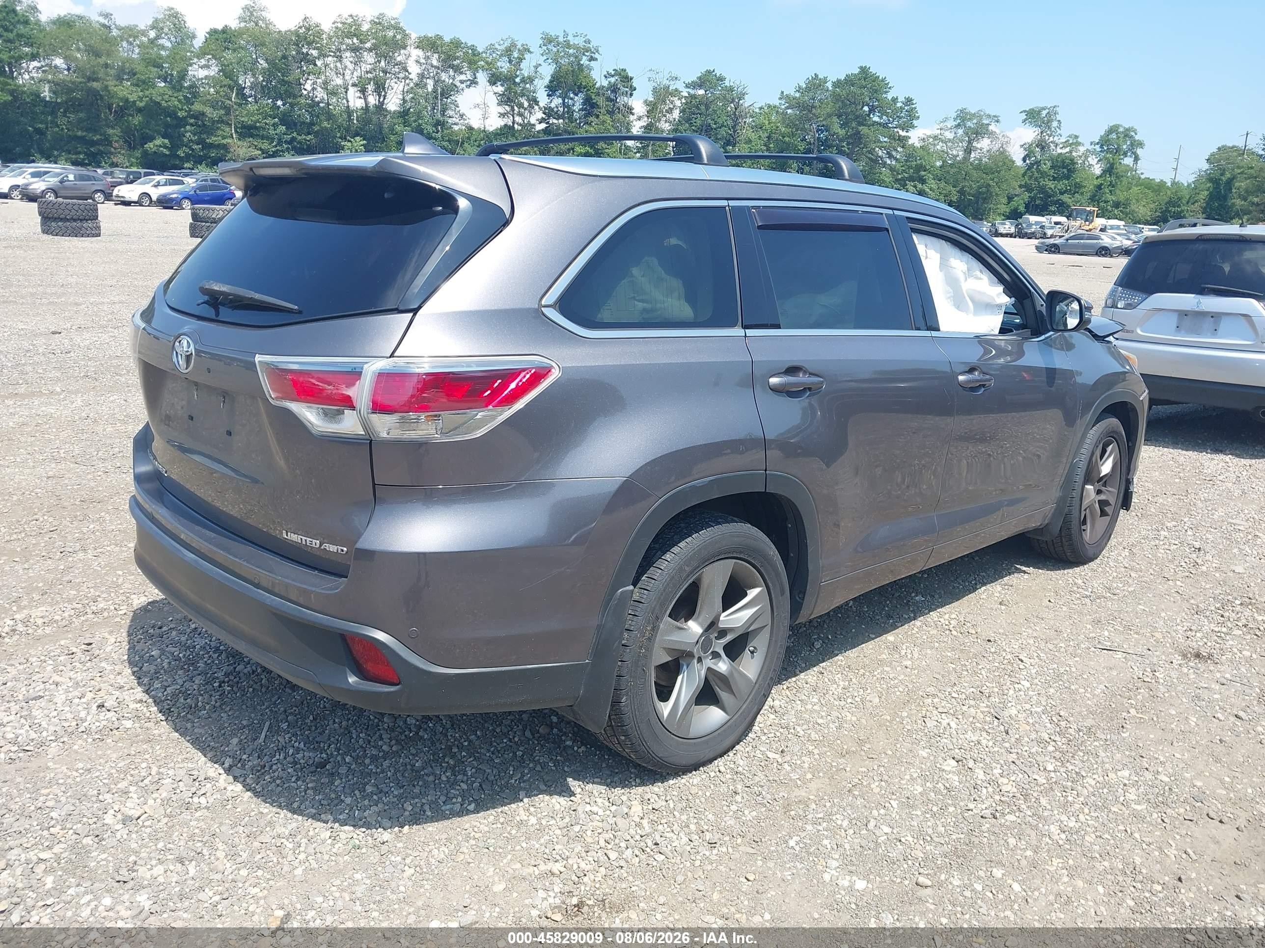 2015 Toyota Highlander Limited V6 Gray vin: 5TDDKRFH6FS131565