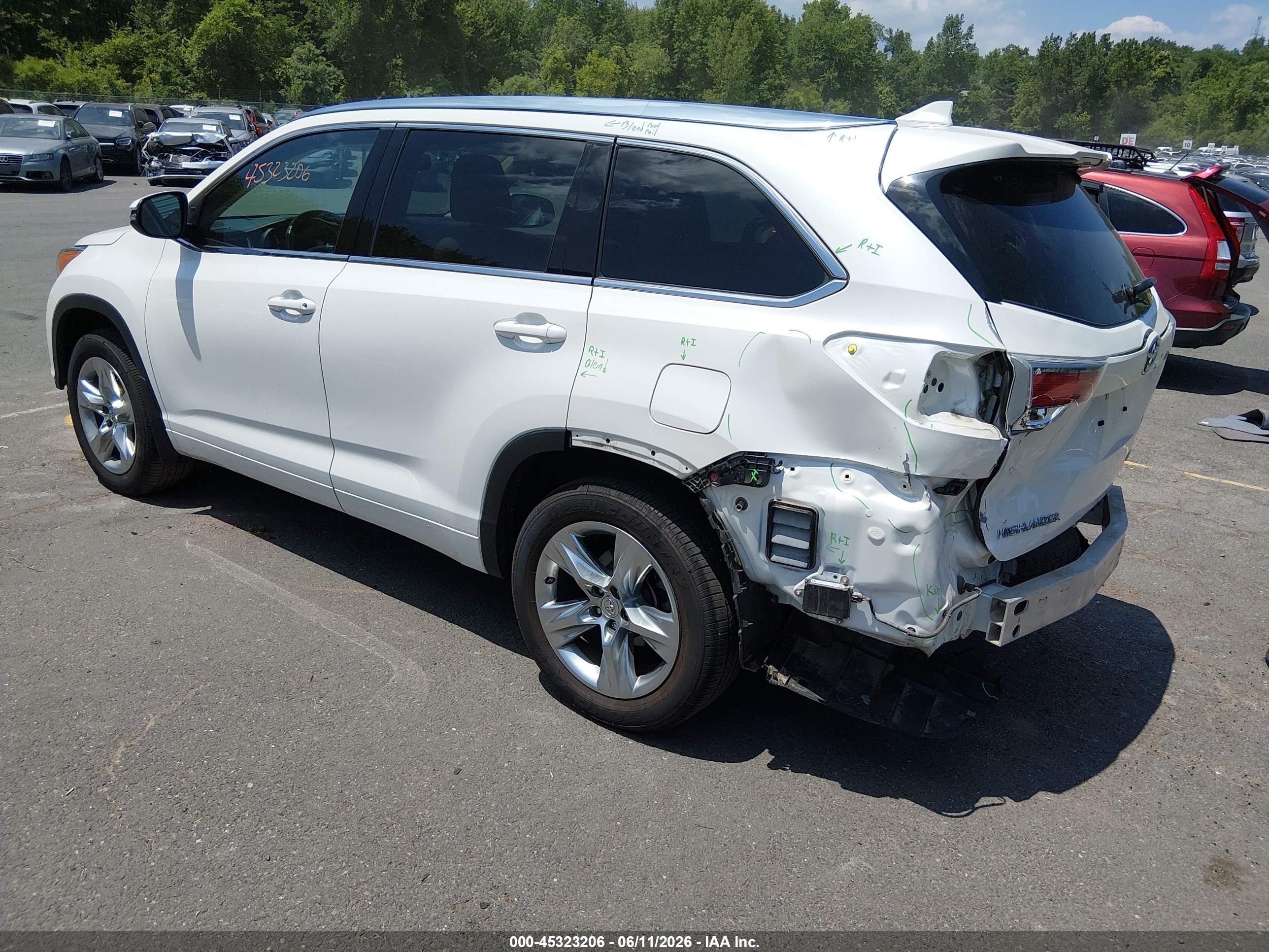2015 Toyota Highlander Limited V6 White vin: 5TDDKRFH6FS220519