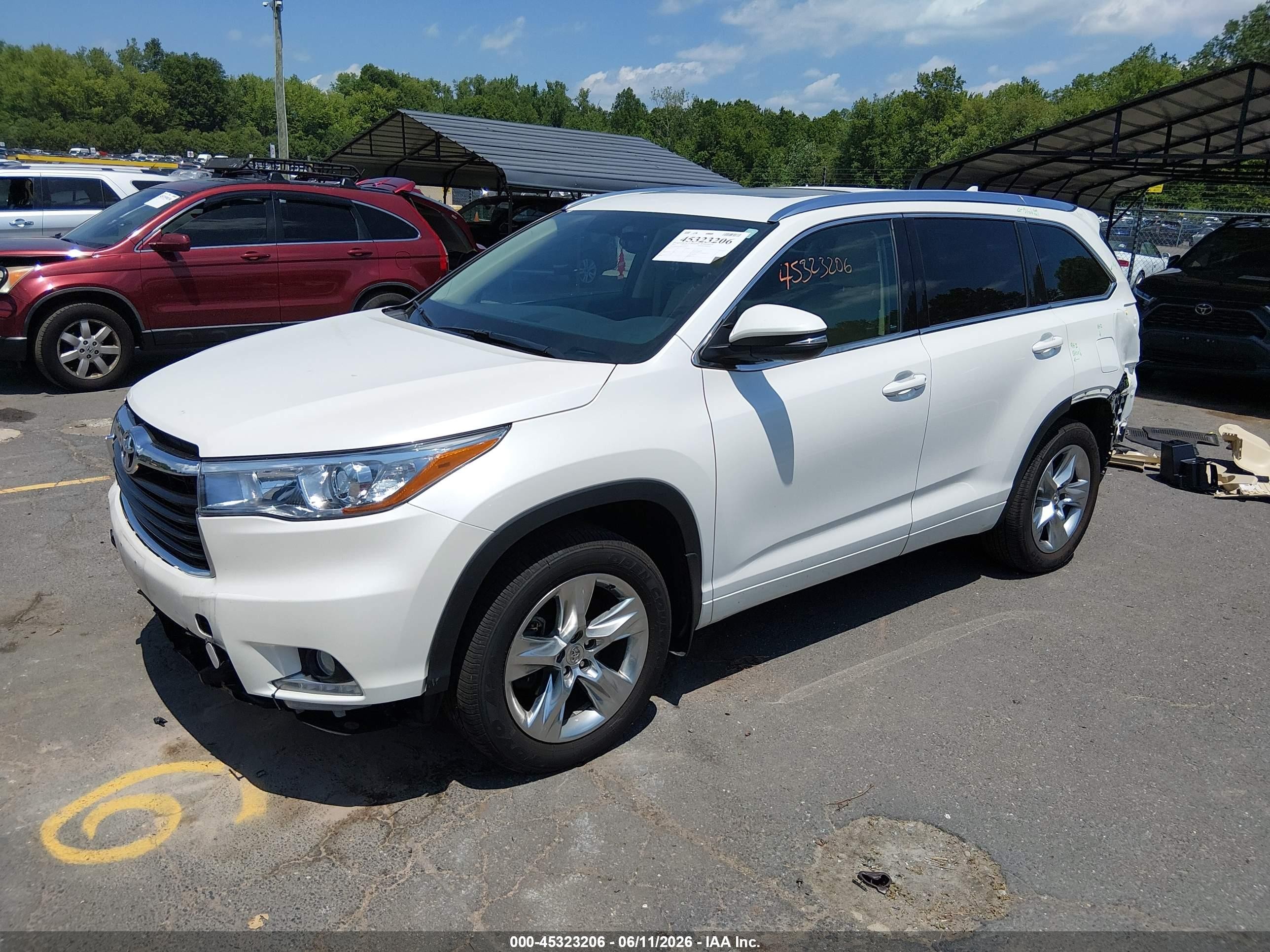 2015 Toyota Highlander Limited V6 White vin: 5TDDKRFH6FS220519