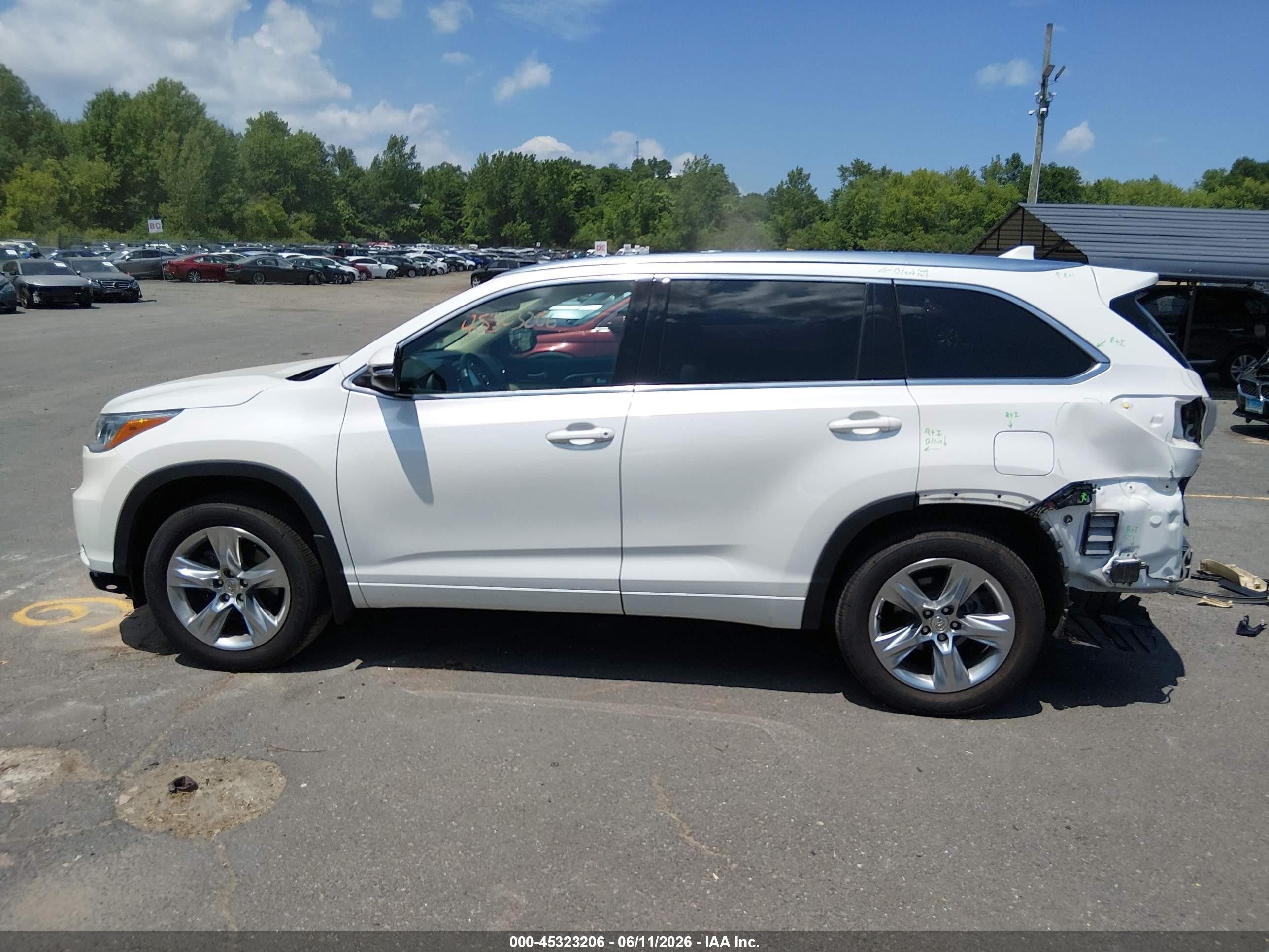 2015 Toyota Highlander Limited V6 White vin: 5TDDKRFH6FS220519