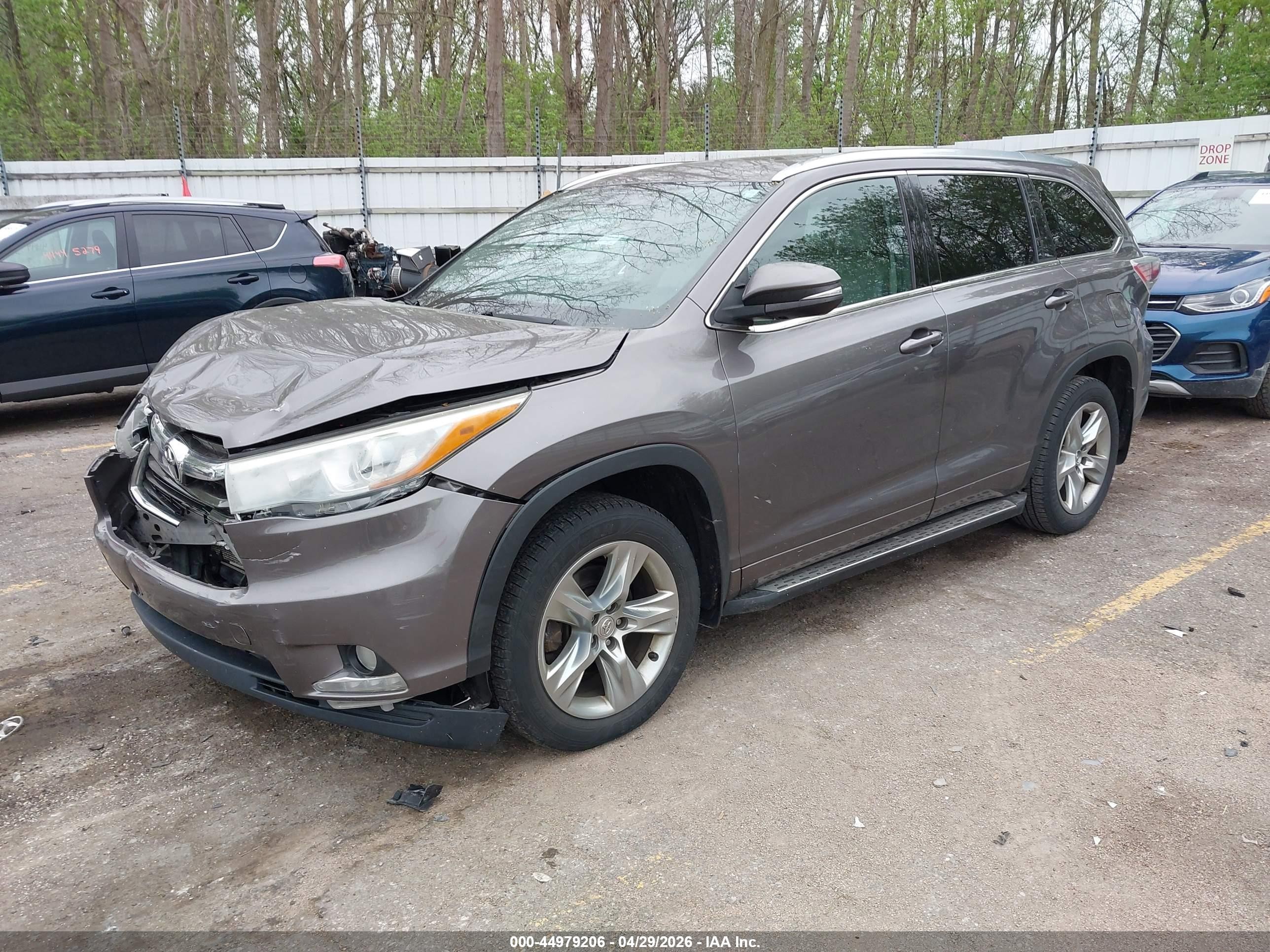 2014 Toyota Highlander Limited V6 Серый vin: 5TDDKRFH7ES041386