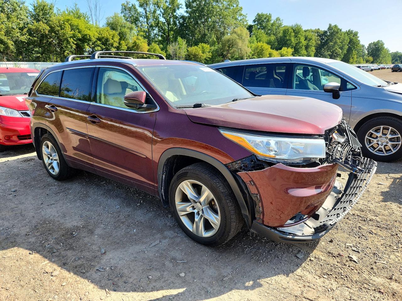 2015 Toyota Highlander Limited Maroon vin: 5TDDKRFH7FS096907