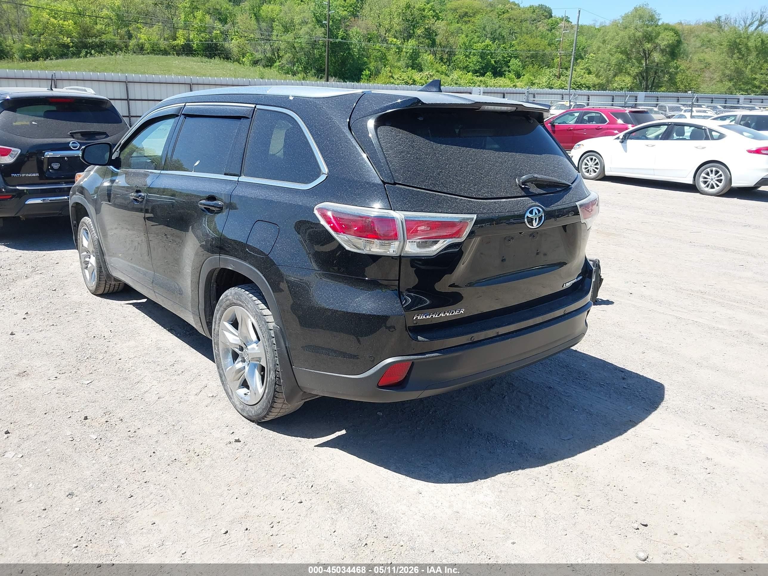 2015 Toyota Highlander Limited V6 Black vin: 5TDDKRFH7FS148827