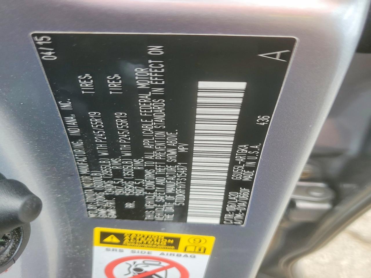 2015 Toyota Highlander Limited Silver vin: 5TDDKRFH7FS154871
