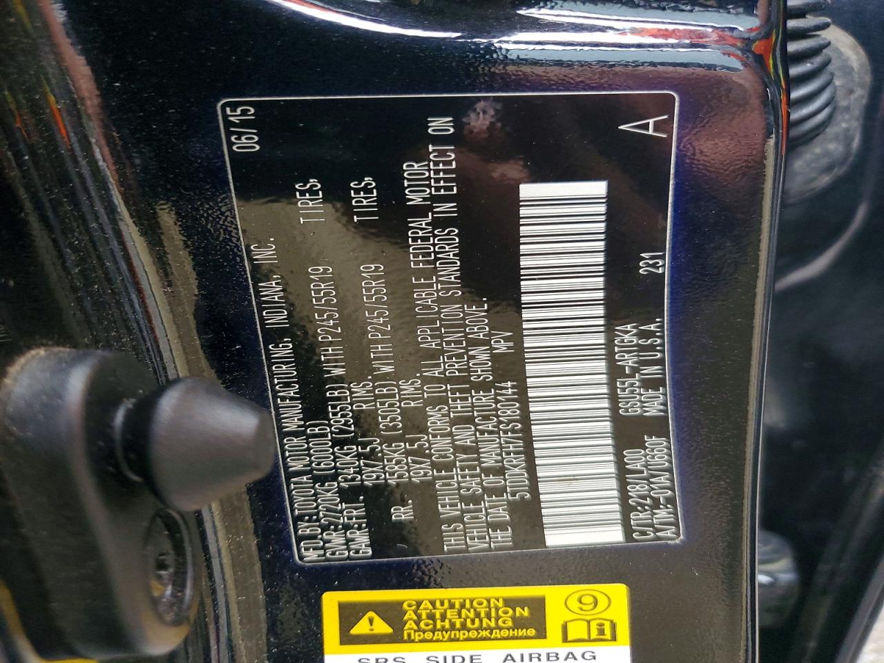 2015 Toyota Highlander Limited Black vin: 5TDDKRFH7FS180144