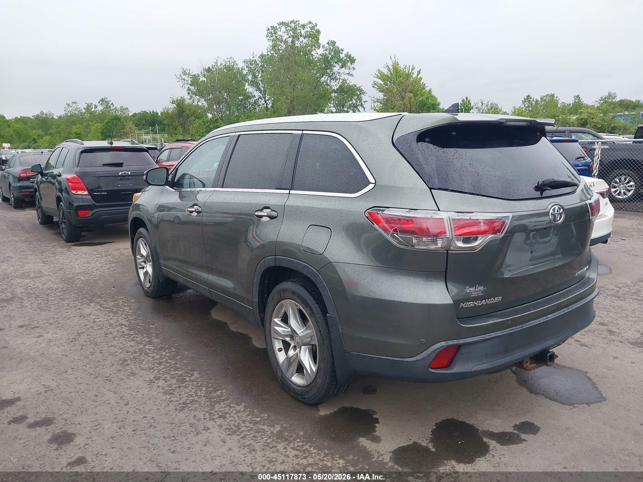 2015 Toyota Highlander Limited V6 Green vin: 5TDDKRFH7FS212686