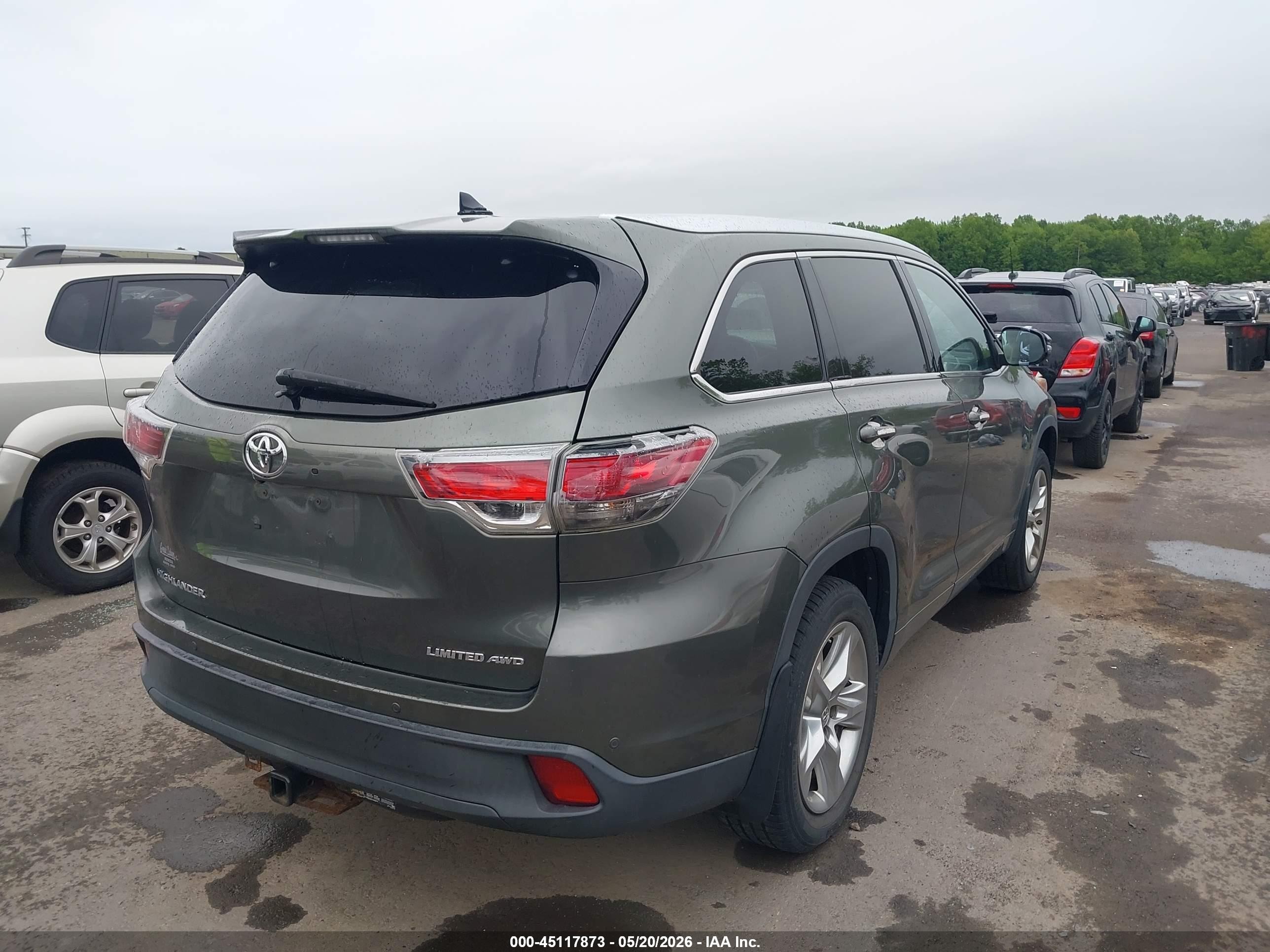 2015 Toyota Highlander Limited V6 Green vin: 5TDDKRFH7FS212686
