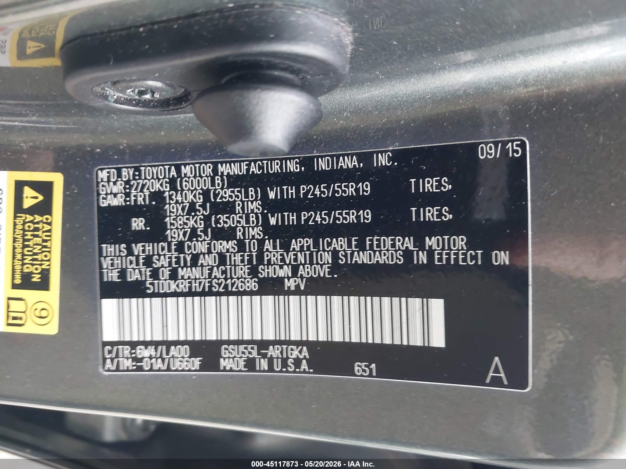 2015 Toyota Highlander Limited V6 Green vin: 5TDDKRFH7FS212686