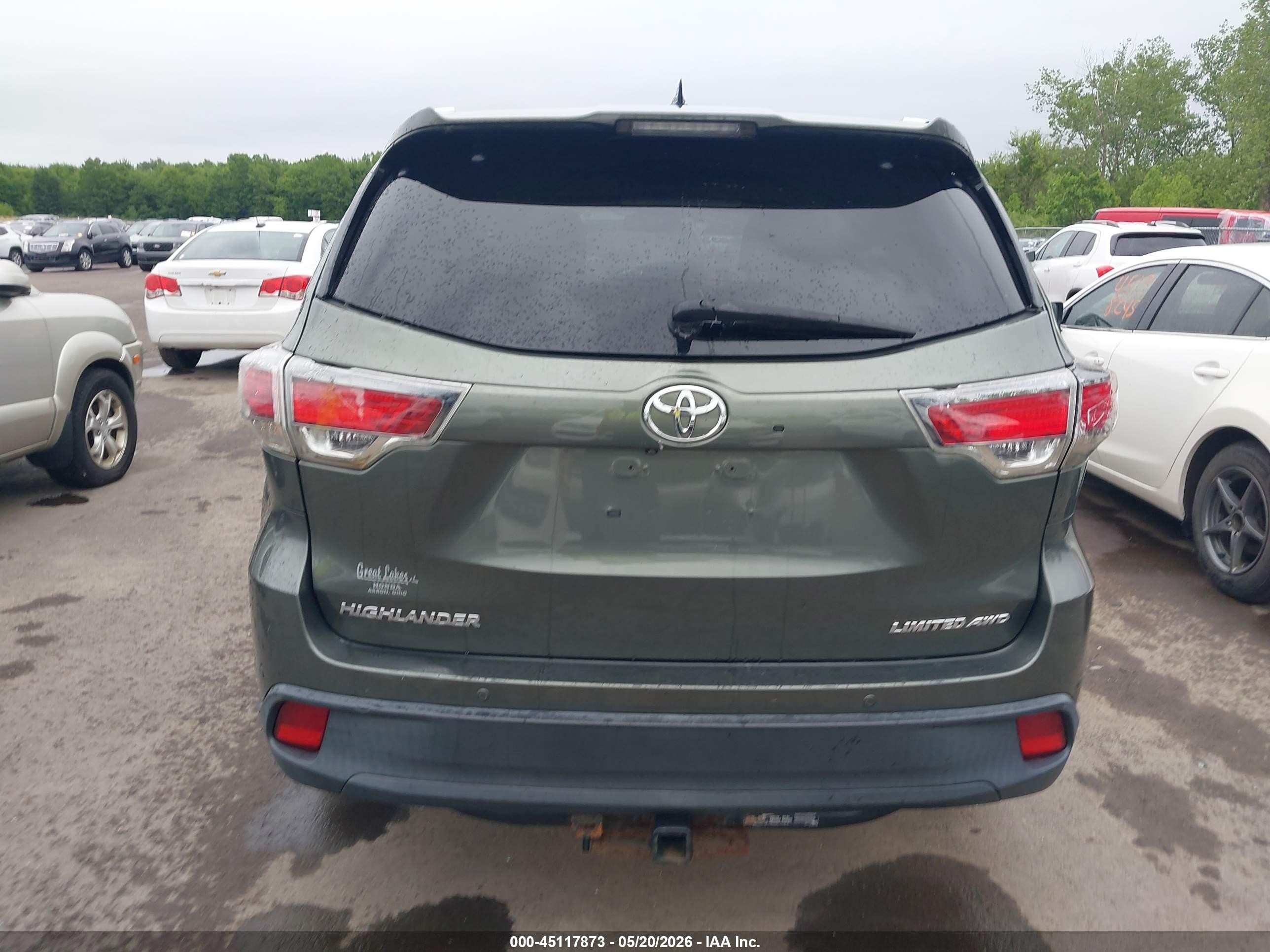 2015 Toyota Highlander Limited V6 Green vin: 5TDDKRFH7FS212686