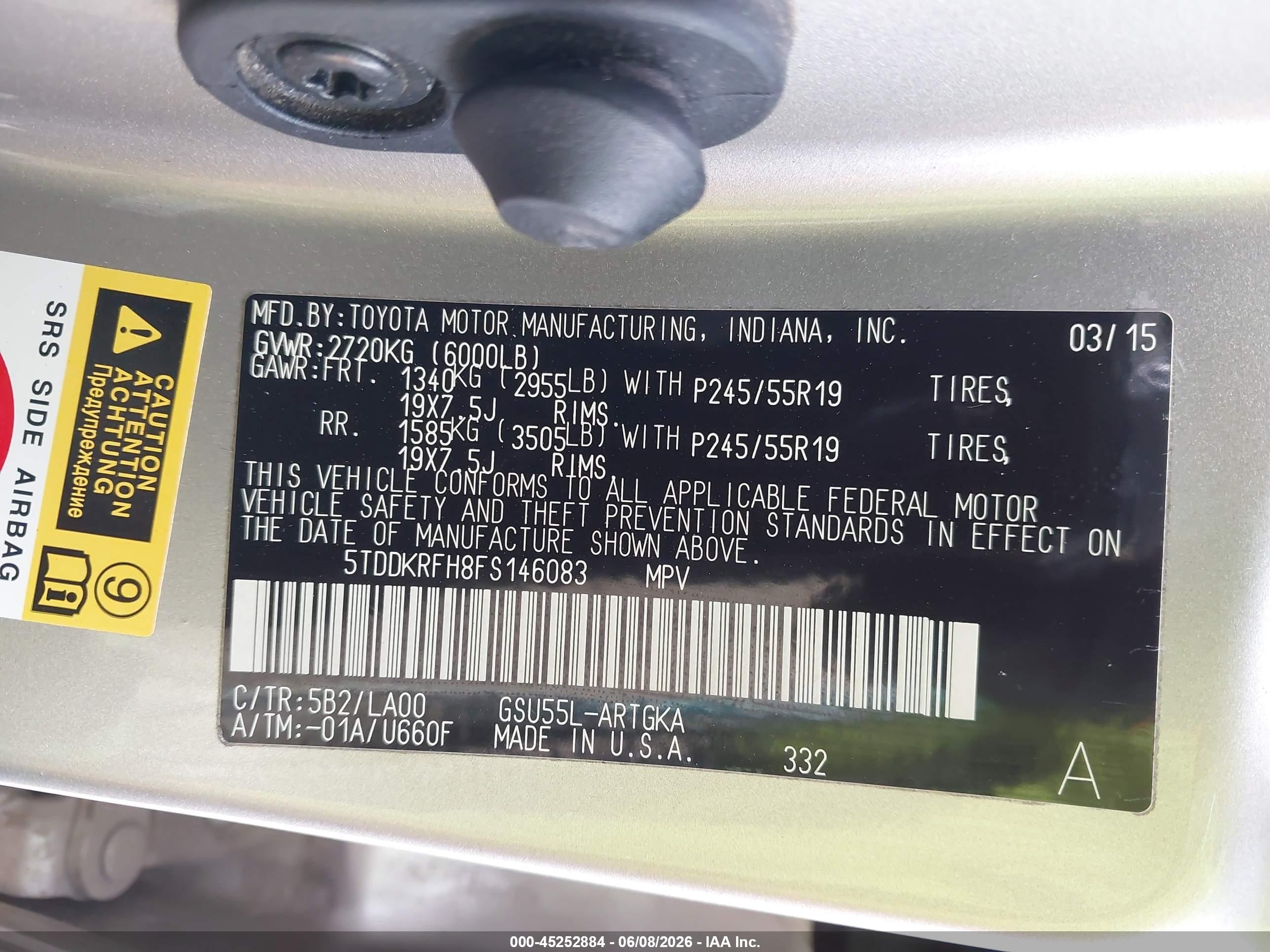 2015 Toyota Highlander Limited V6 Silver vin: 5TDDKRFH8FS146083