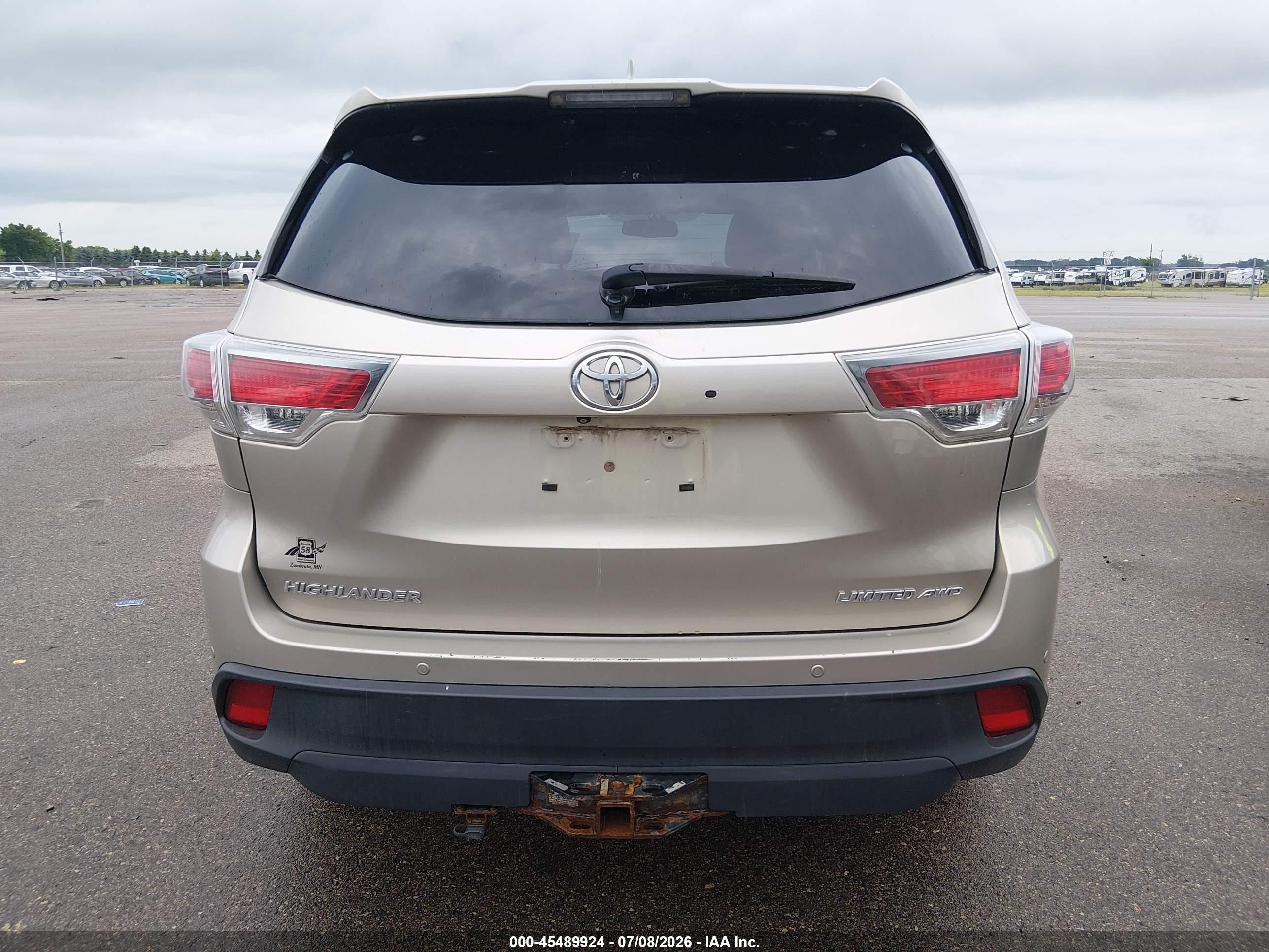 2014 Toyota Highlander Limited V6 Gold vin: 5TDDKRFH9ES035489