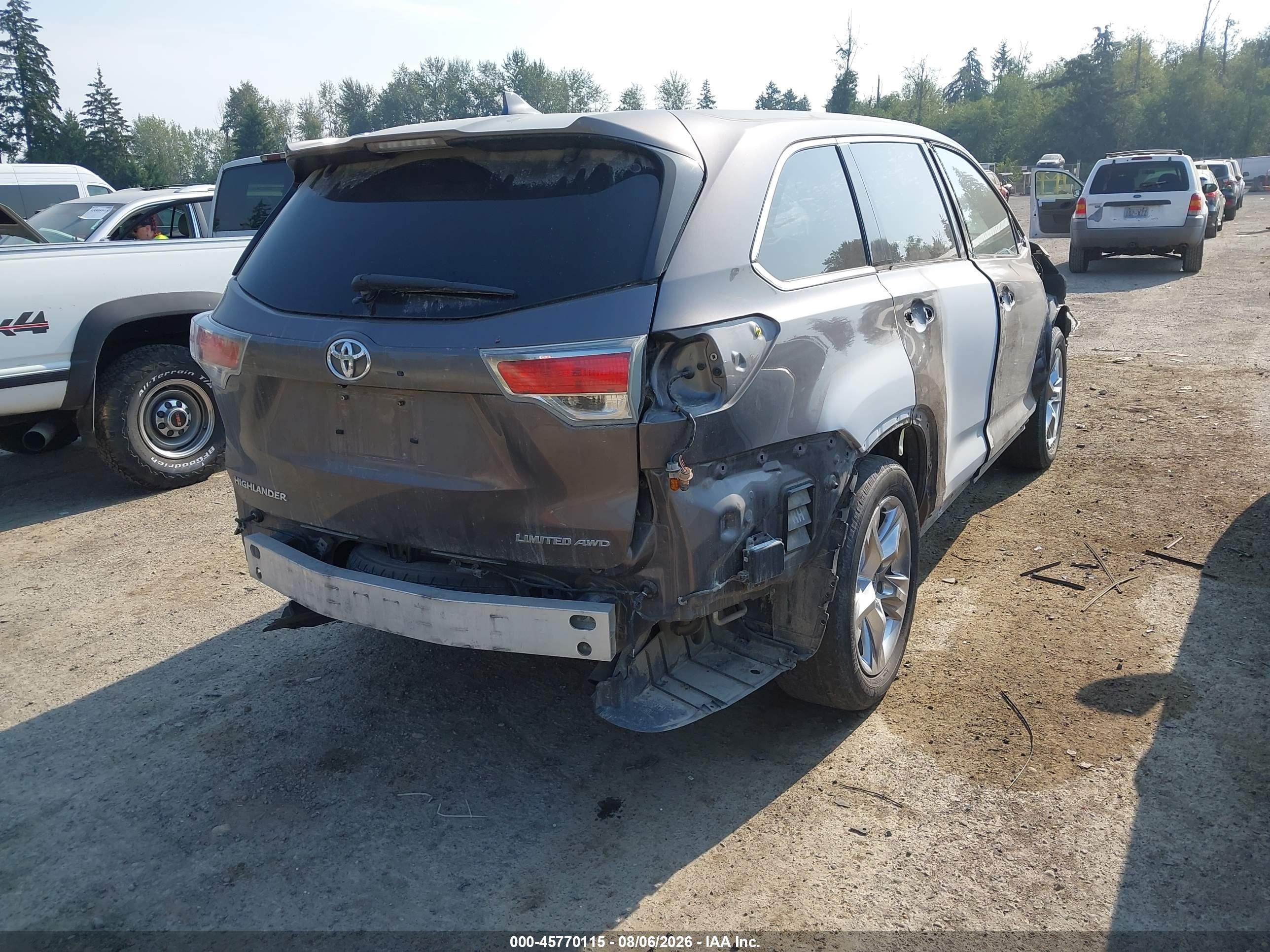 2015 Toyota Highlander Limited Platinum V6 Серый vin: 5TDDKRFH9FS148618