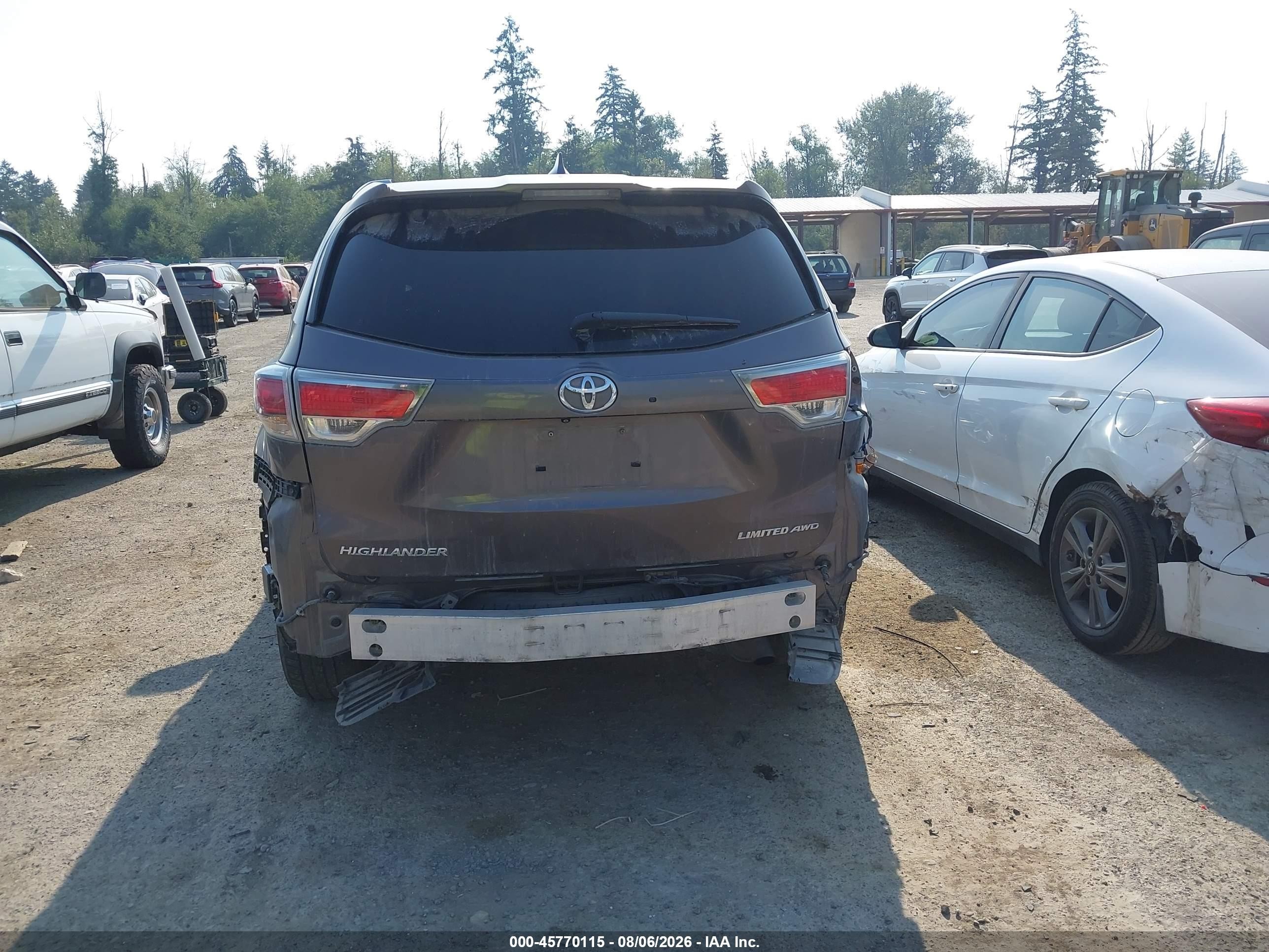 2015 Toyota Highlander Limited Platinum V6 Серый vin: 5TDDKRFH9FS148618