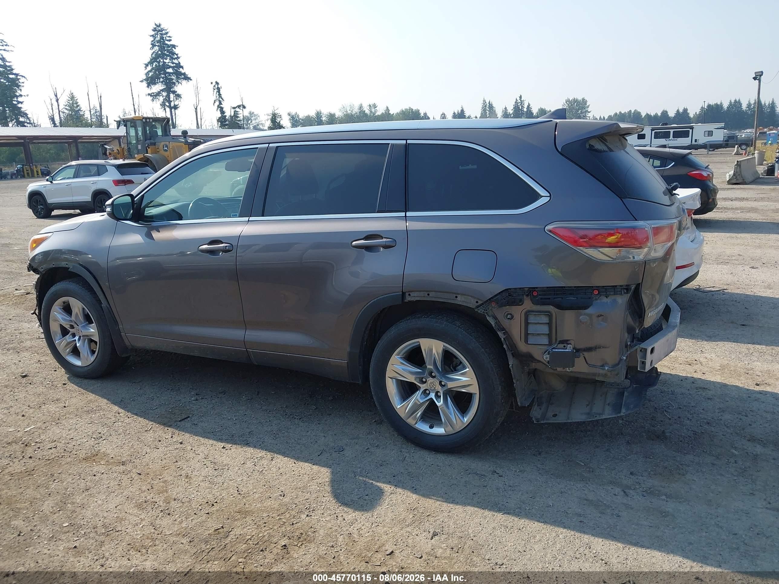 2015 Toyota Highlander Limited Platinum V6 Серый vin: 5TDDKRFH9FS148618