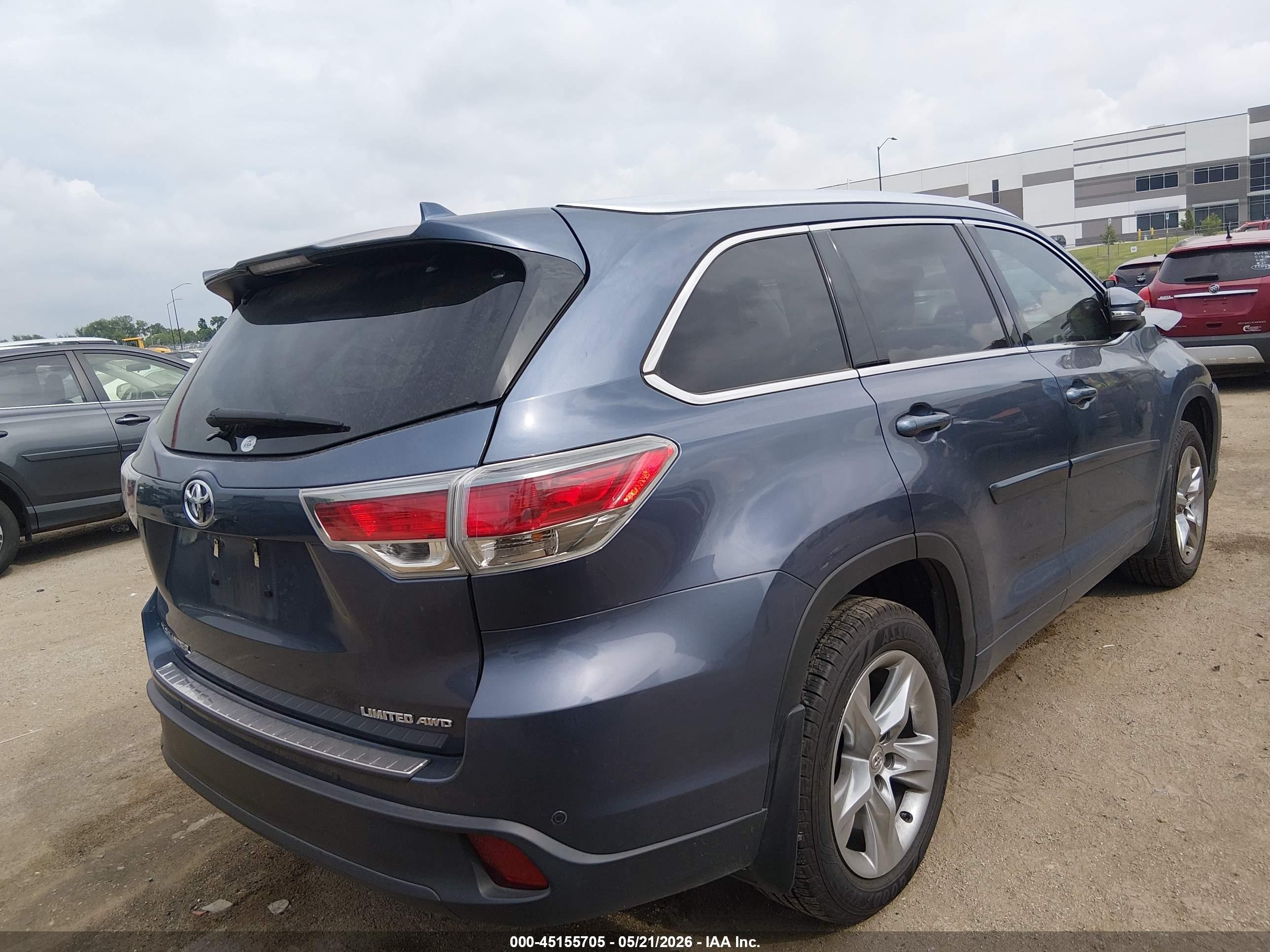 2015 Toyota Highlander Limited V6 Light Blue vin: 5TDDKRFH9FS151227