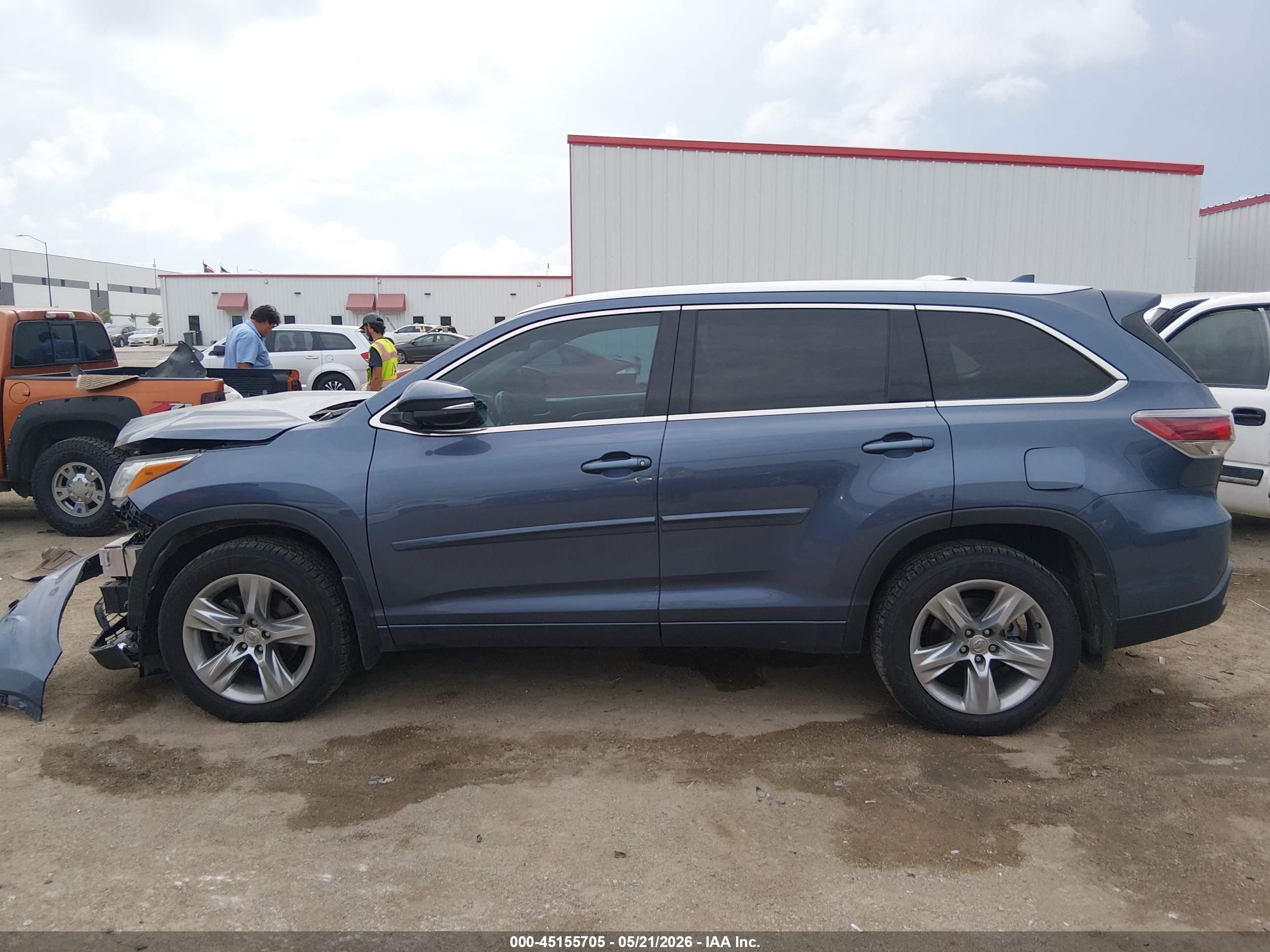 2015 Toyota Highlander Limited V6 Light Blue vin: 5TDDKRFH9FS151227