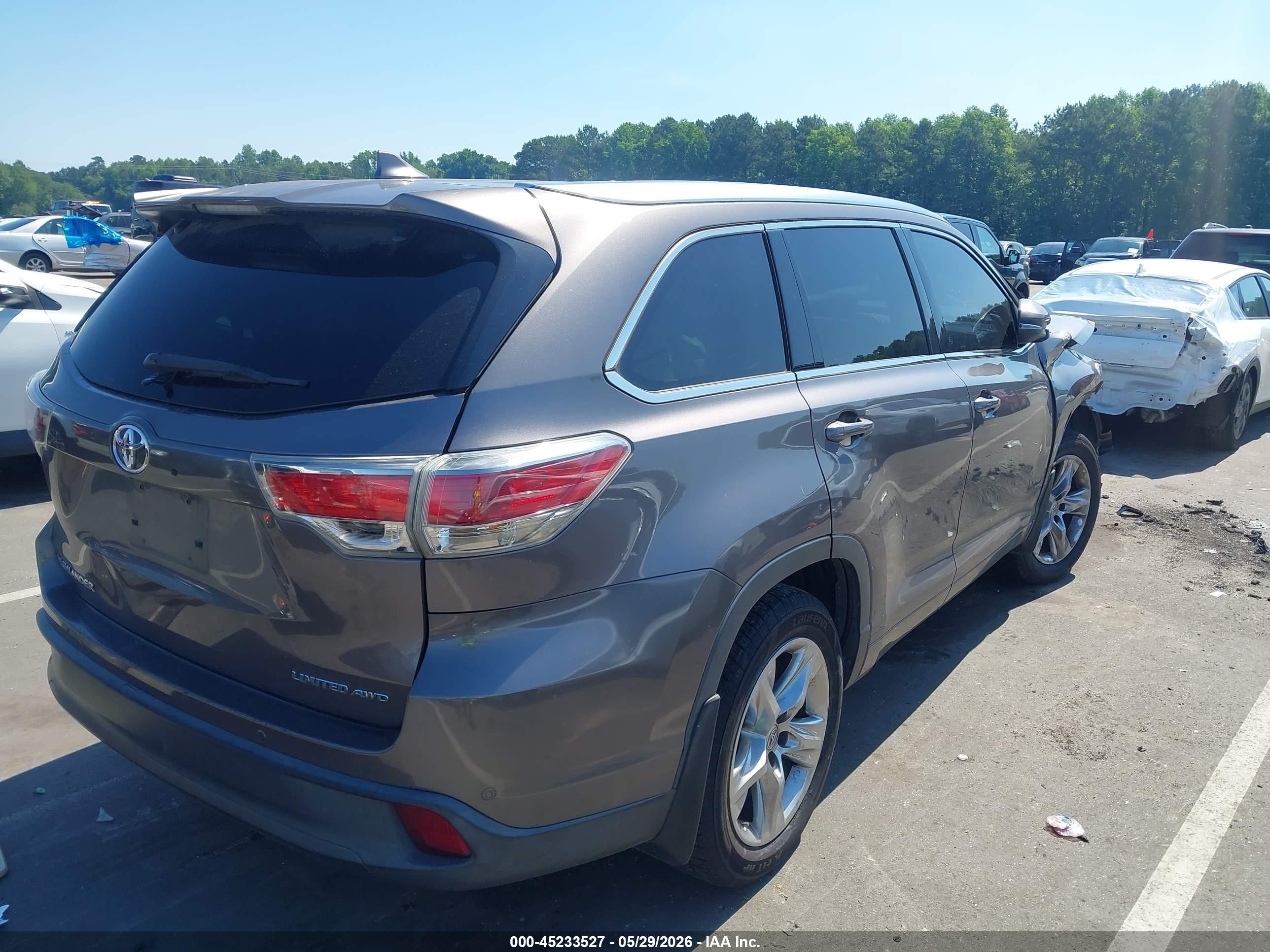 2015 Toyota Highlander Limited Platinum V6 Gray vin: 5TDDKRFHXFS082287