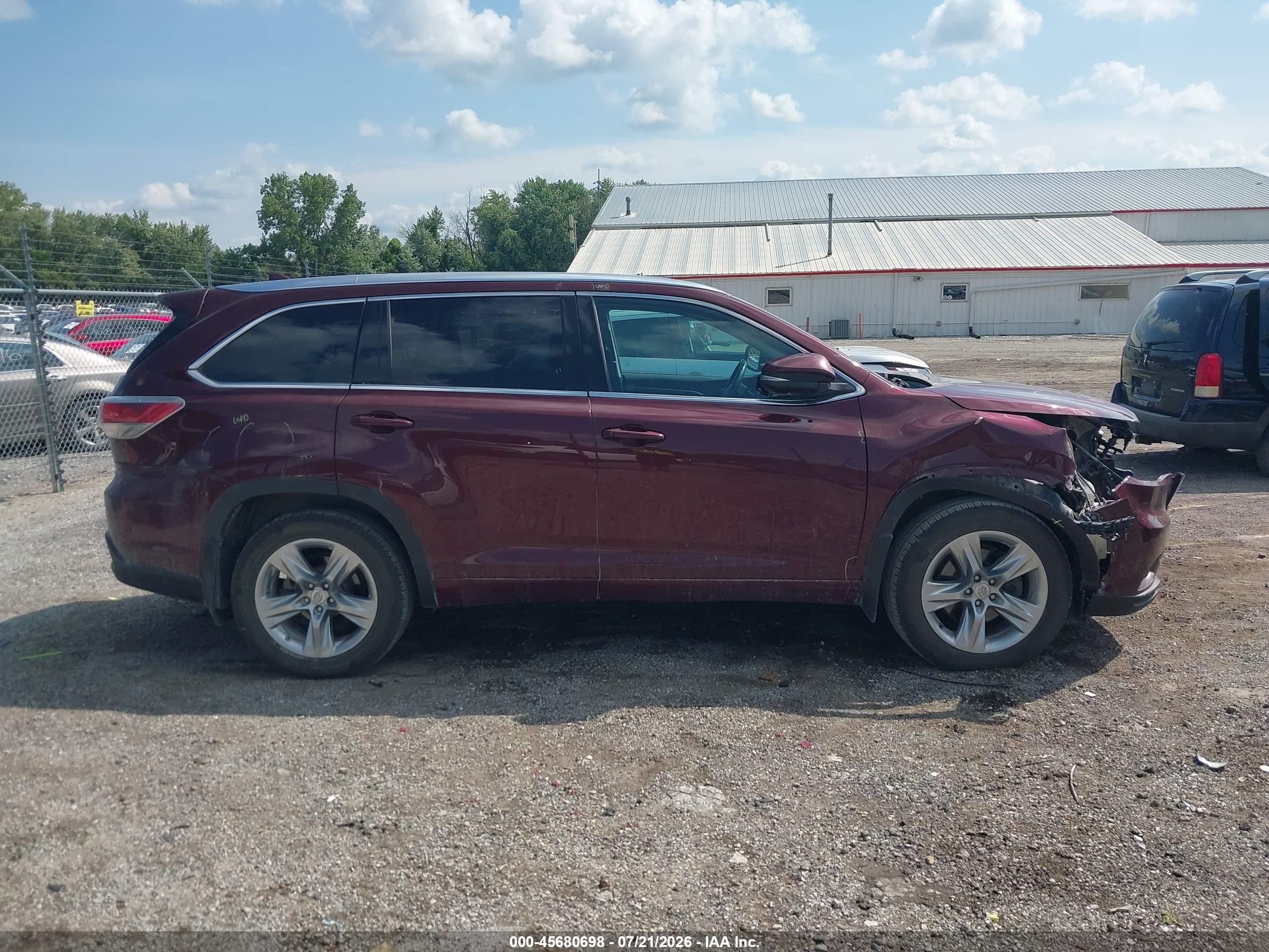 2015 Toyota Highlander Limited V6 Maroon vin: 5TDDKRFHXFS168599
