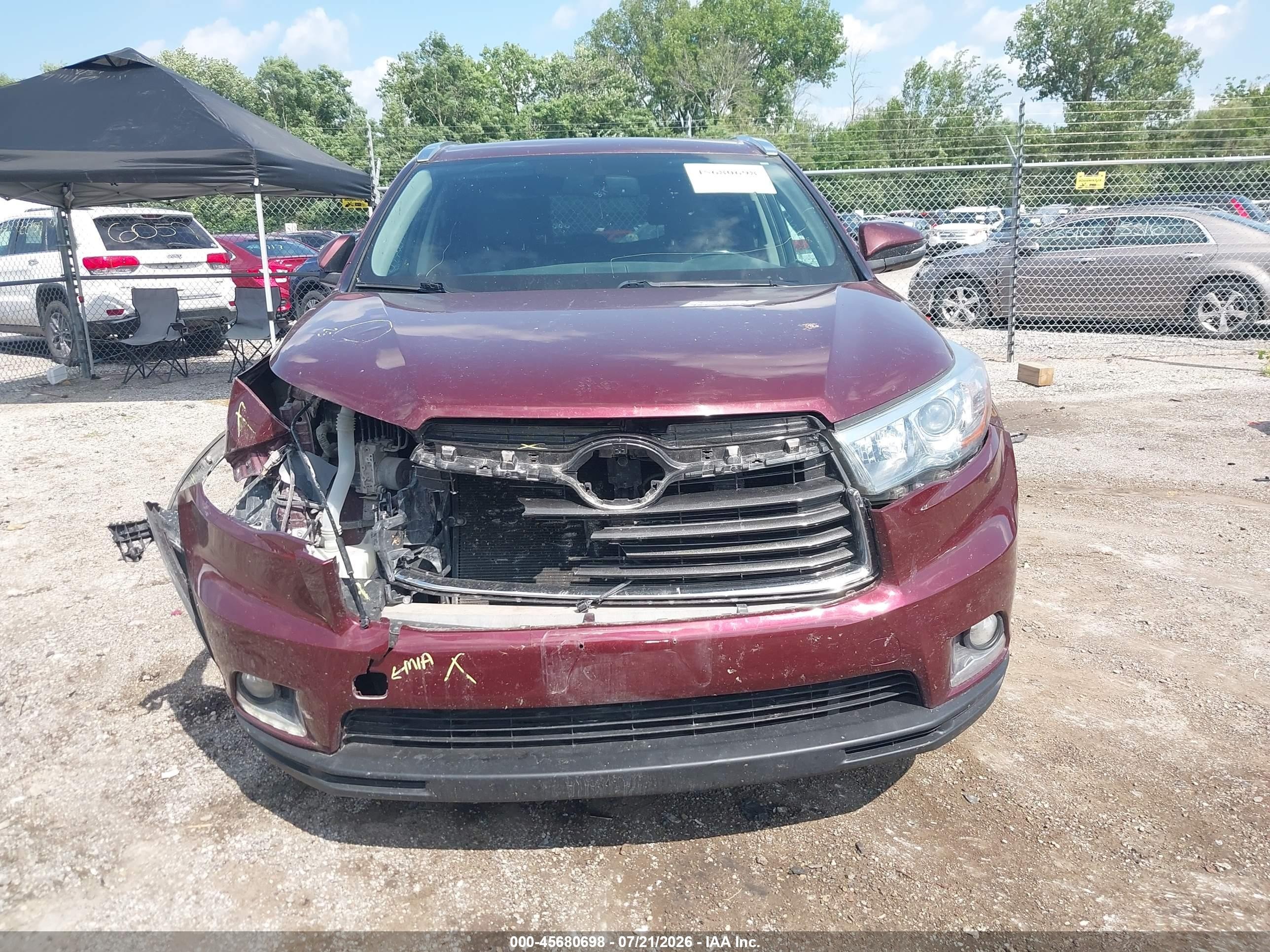 2015 Toyota Highlander Limited V6 Maroon vin: 5TDDKRFHXFS168599