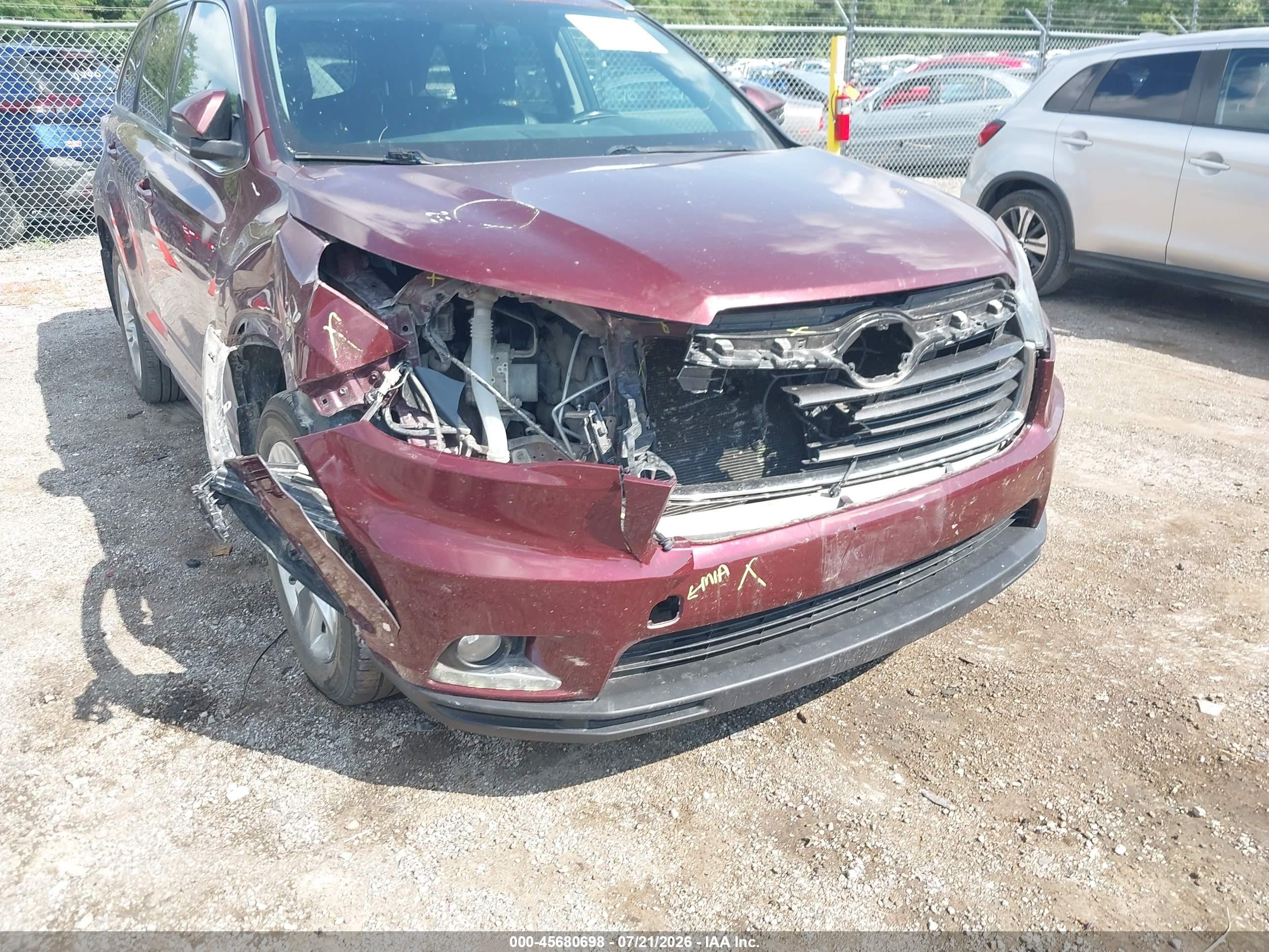 2015 Toyota Highlander Limited V6 Maroon vin: 5TDDKRFHXFS168599