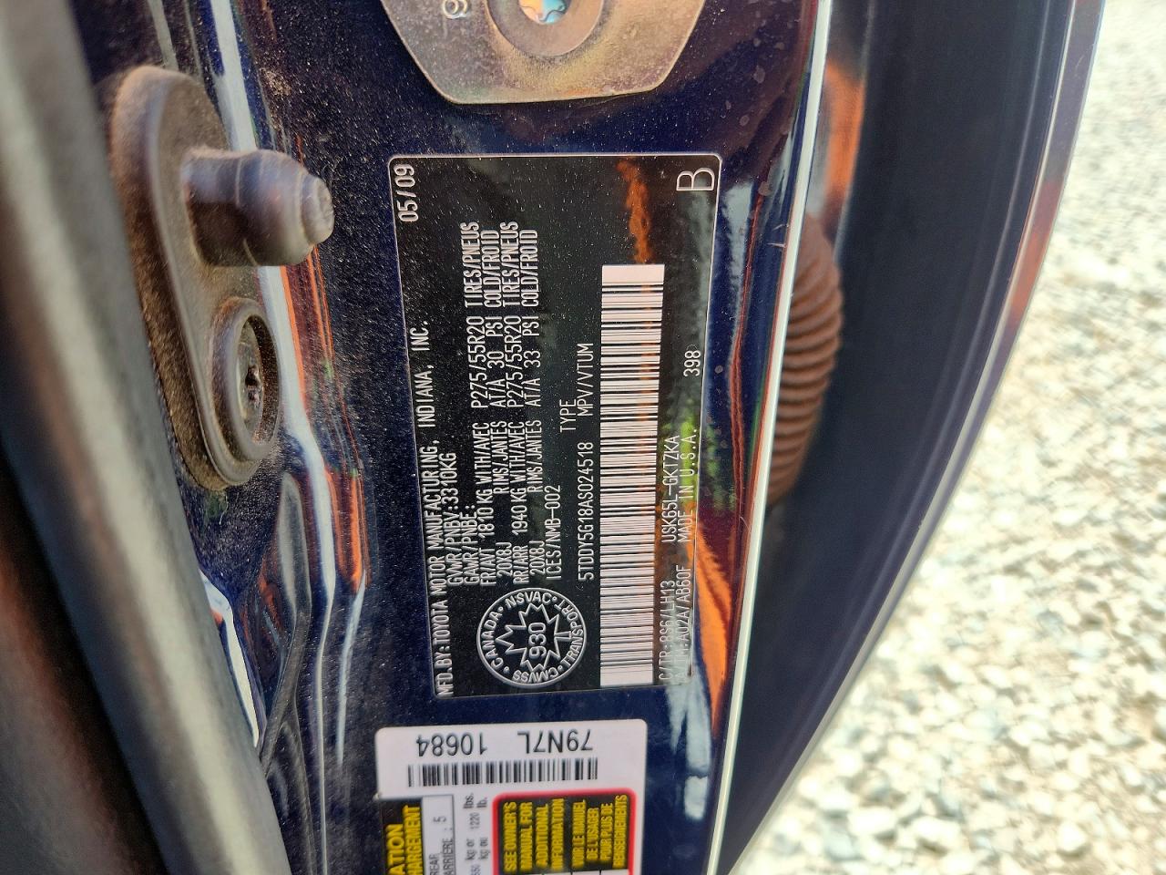 2010 Toyota Sequoia Platinum Blue vin: 5TDDY5G18AS024518