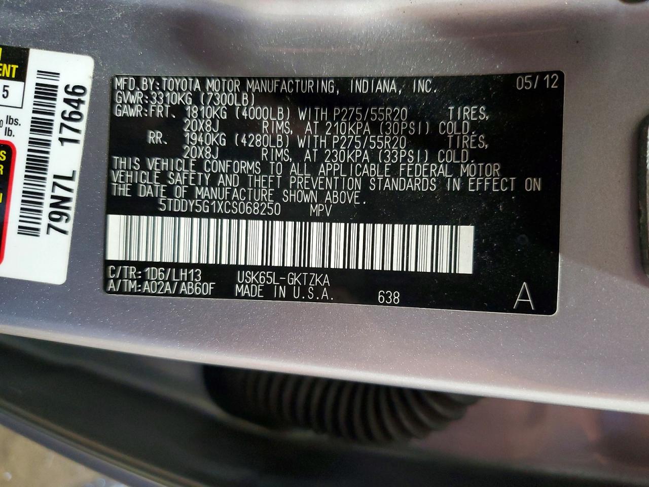 2012 Toyota Sequoia Platinum Silver vin: 5TDDY5G1XCS068250