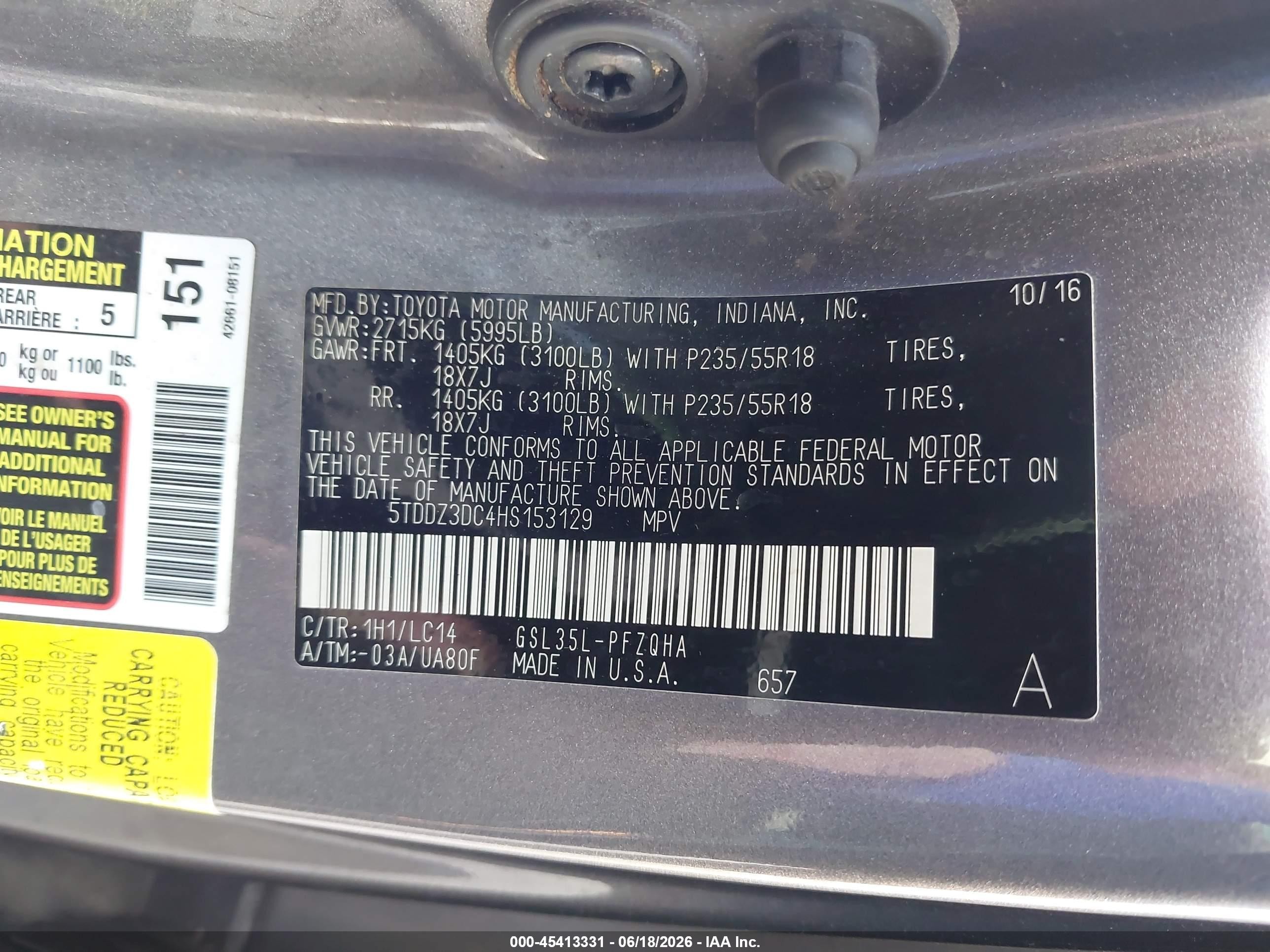 2017 Toyota Sienna Xle 7 Passenger Gray vin: 5TDDZ3DC4HS153129