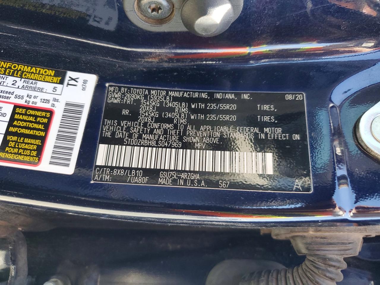 2020 Toyota Highlander Limited Blue vin: 5TDDZRBH8LS047969