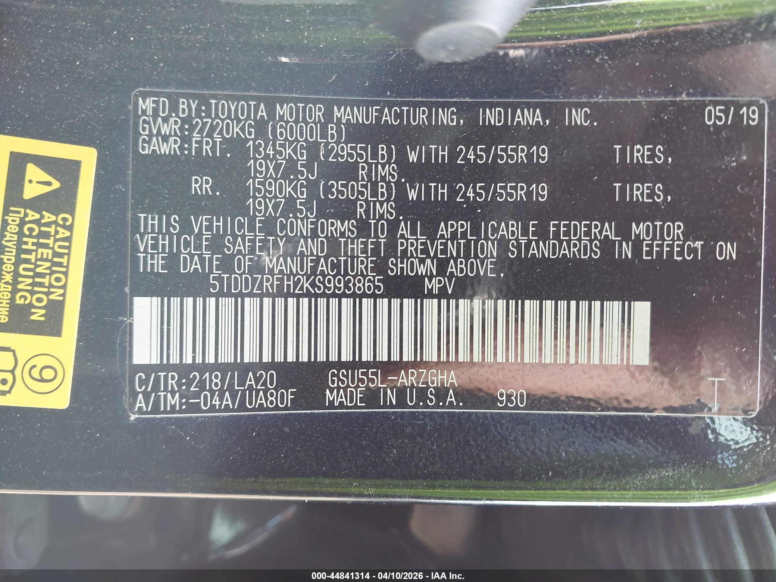 2019 Toyota Highlander Limited Platinum Black vin: 5TDDZRFH2KS993865