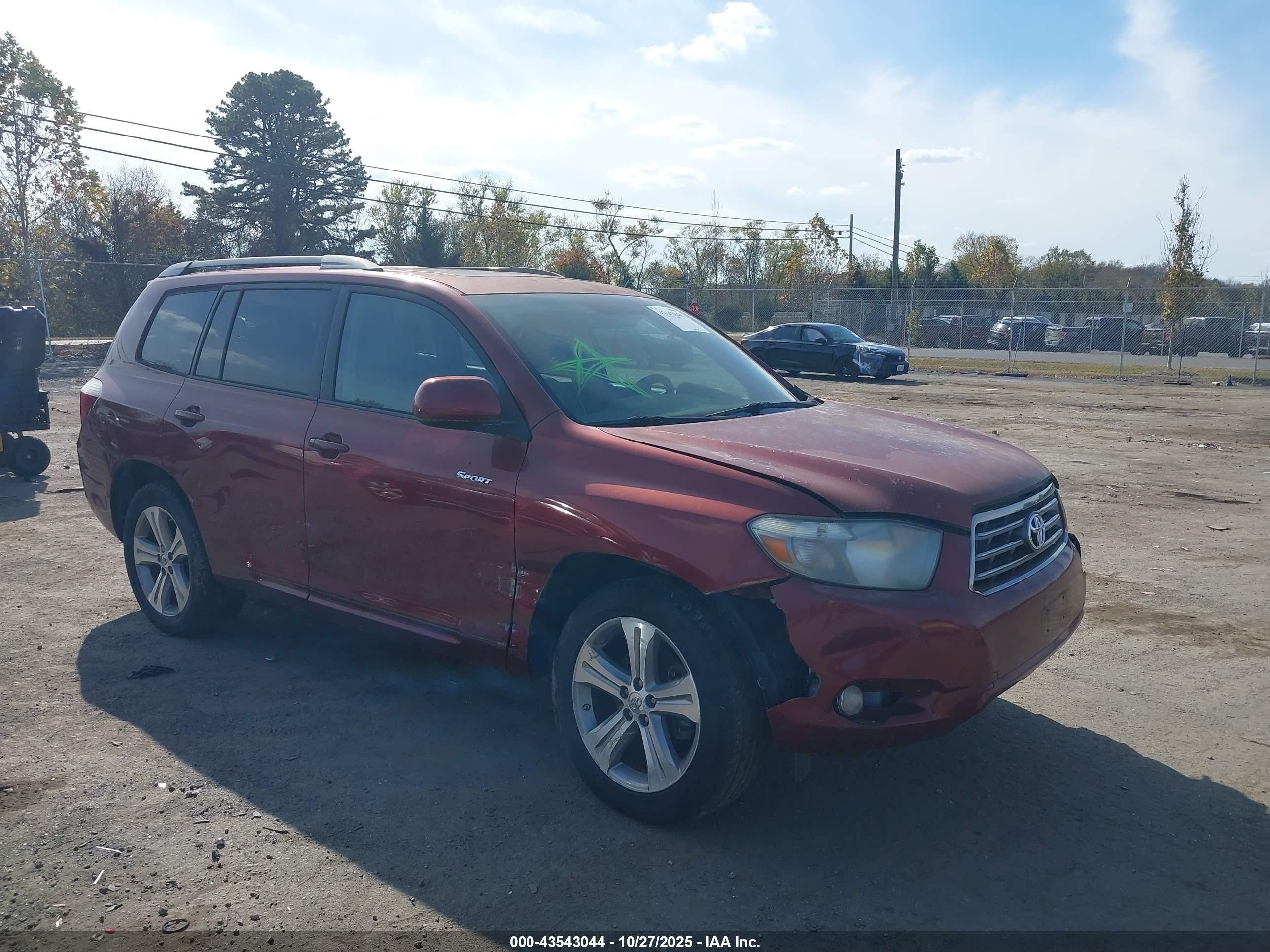 2010 Toyota Highlander Sport V6 Красный vin: 5TDEK3EH3AS003294