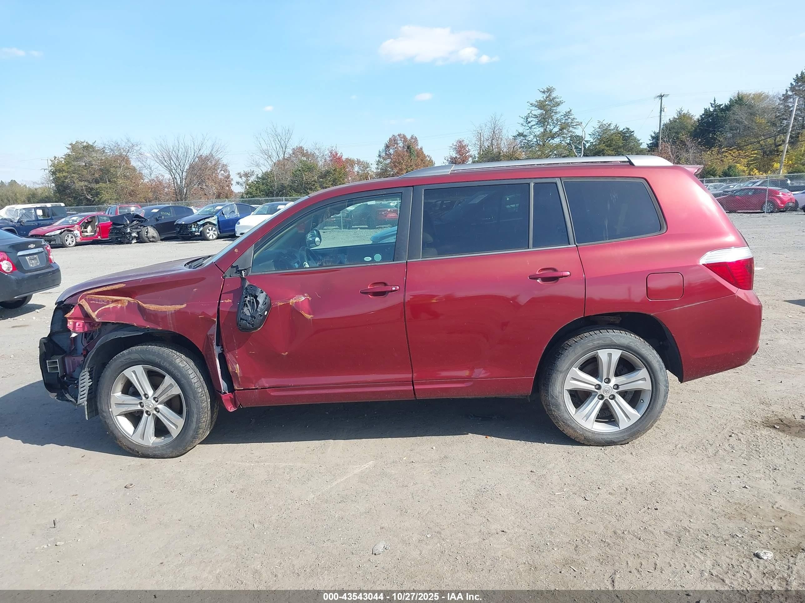 2010 Toyota Highlander Sport V6 Red vin: 5TDEK3EH3AS003294