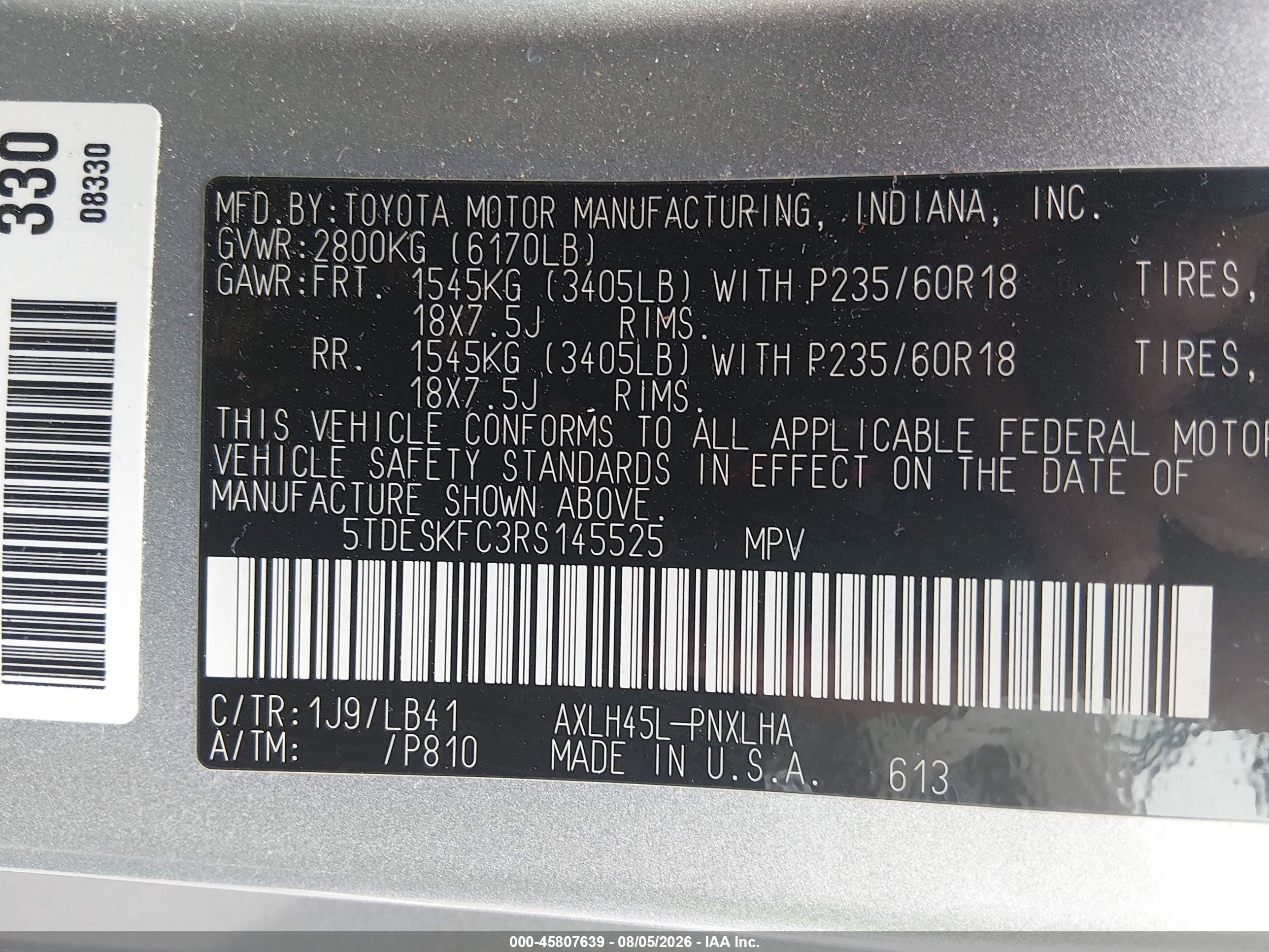 2024 Toyota Sienna Platinum Silver vin: 5TDESKFC3RS145525