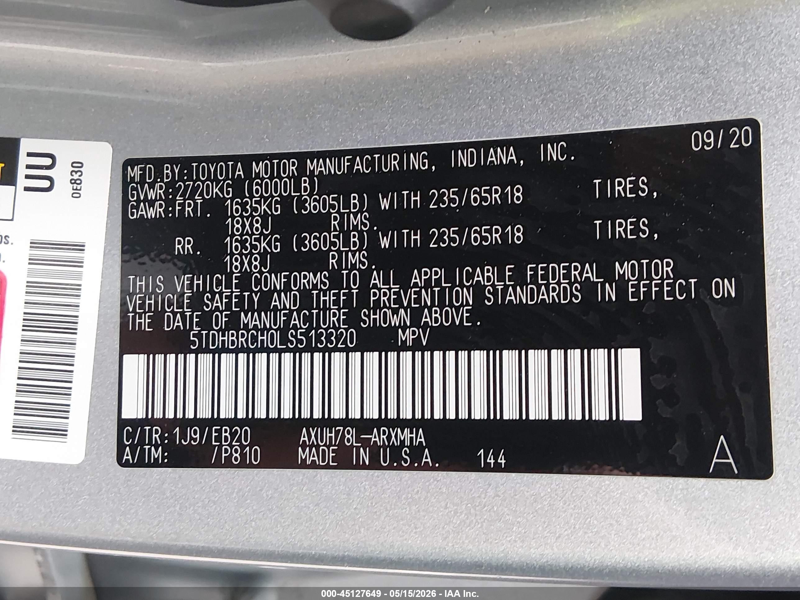 2020 Toyota Highlander Hybrid Xle Silver vin: 5TDHBRCH0LS513320
