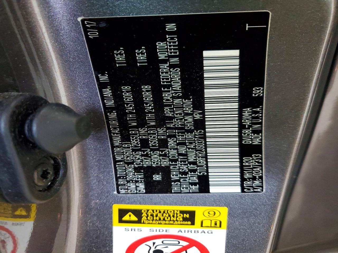 2018 Toyota Highlander Hybrid Xle Gray vin: 5TDJGRFH2JS037115