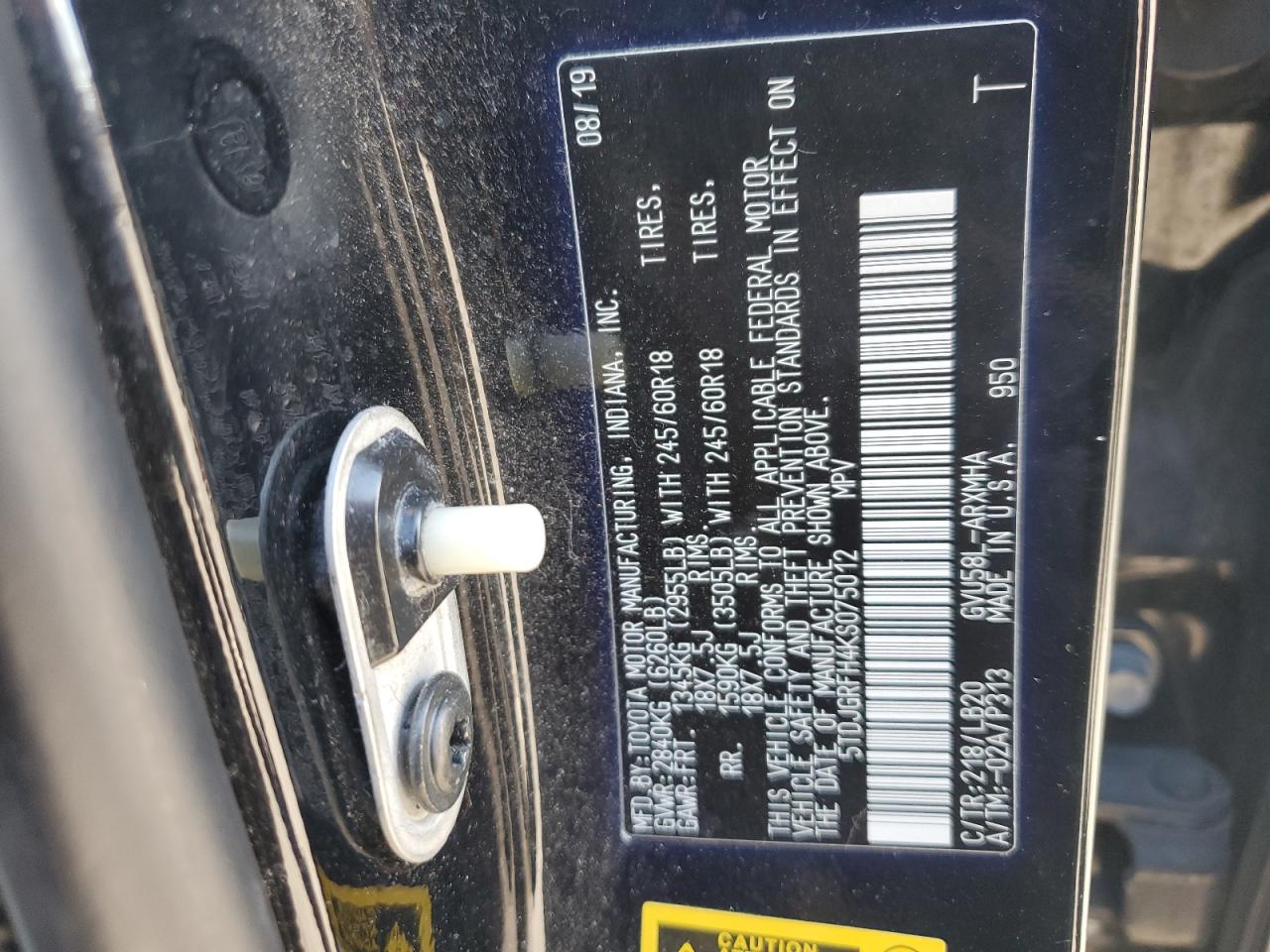 2019 Toyota Highlander Hybrid Black vin: 5TDJGRFH4KS075012