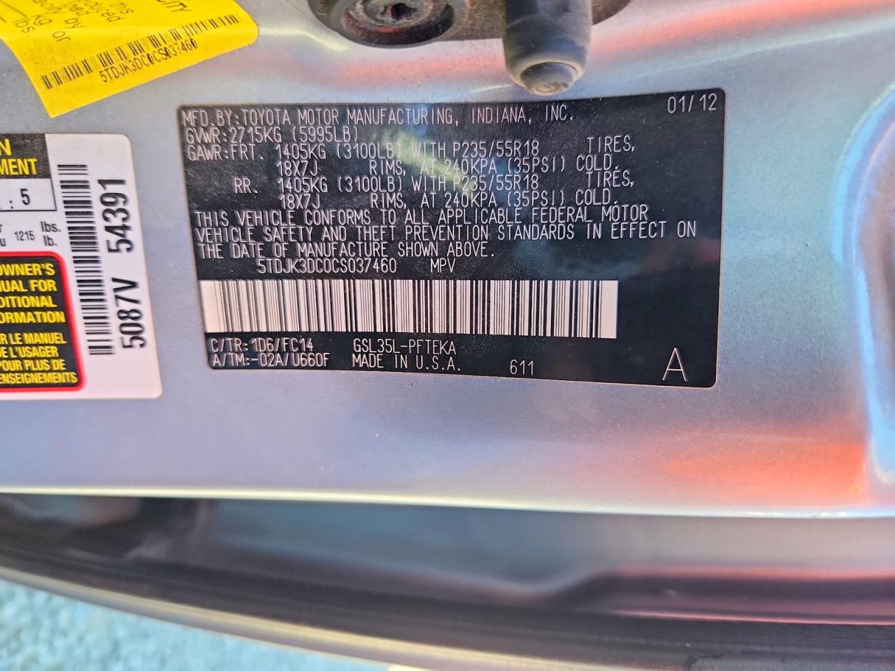 2012 Toyota Sienna Le Silver vin: 5TDJK3DC0CS037460
