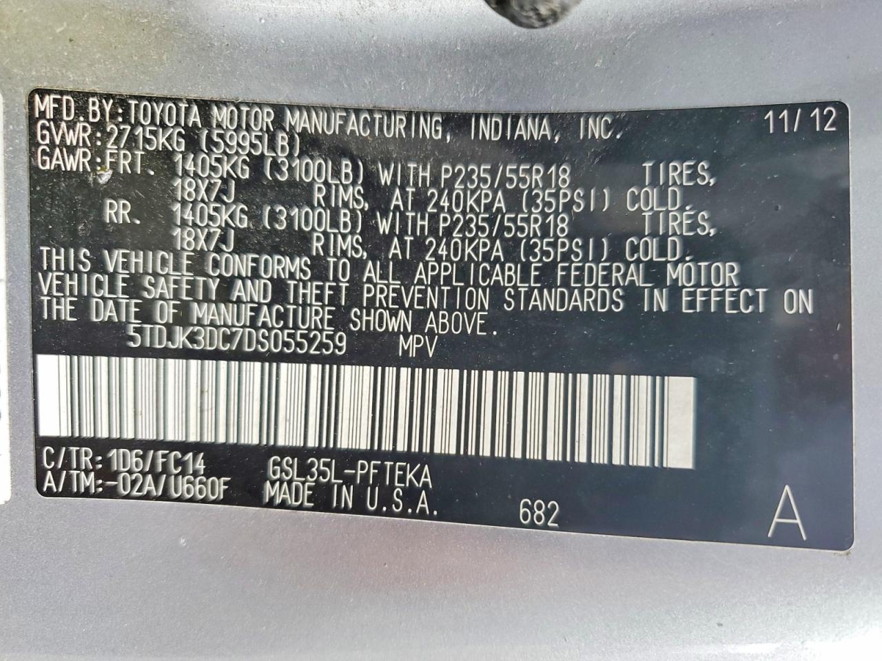 2013 Toyota Sienna Le Silver vin: 5TDJK3DC7DS055259