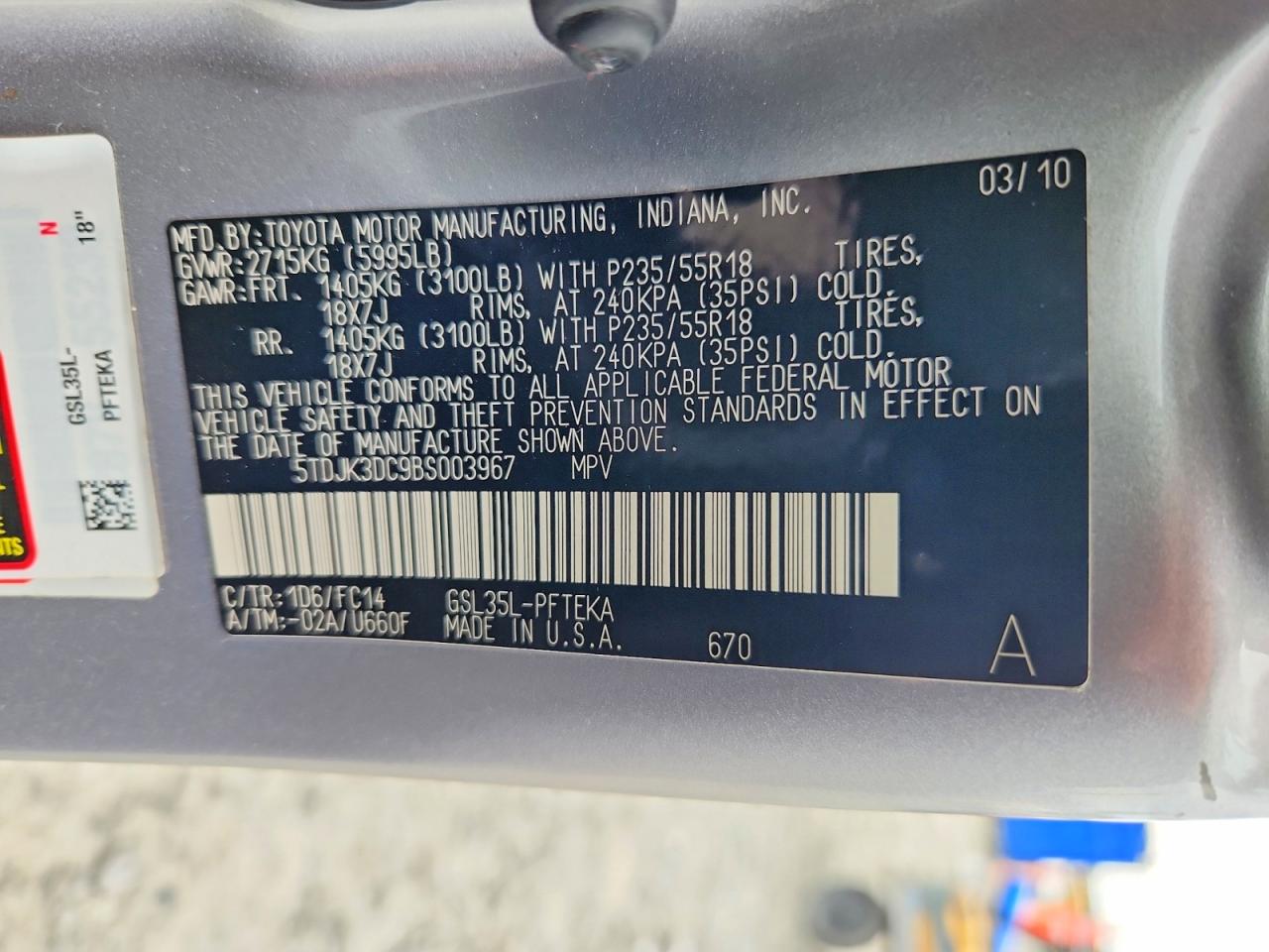 2011 Toyota Sienna Le Silver vin: 5TDJK3DC9BS003967
