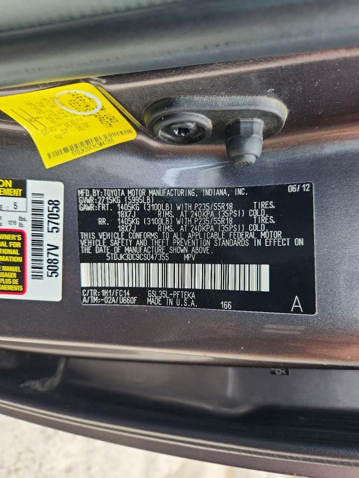 2012 Toyota Sienna Le Серый vin: 5TDJK3DC9CS047355