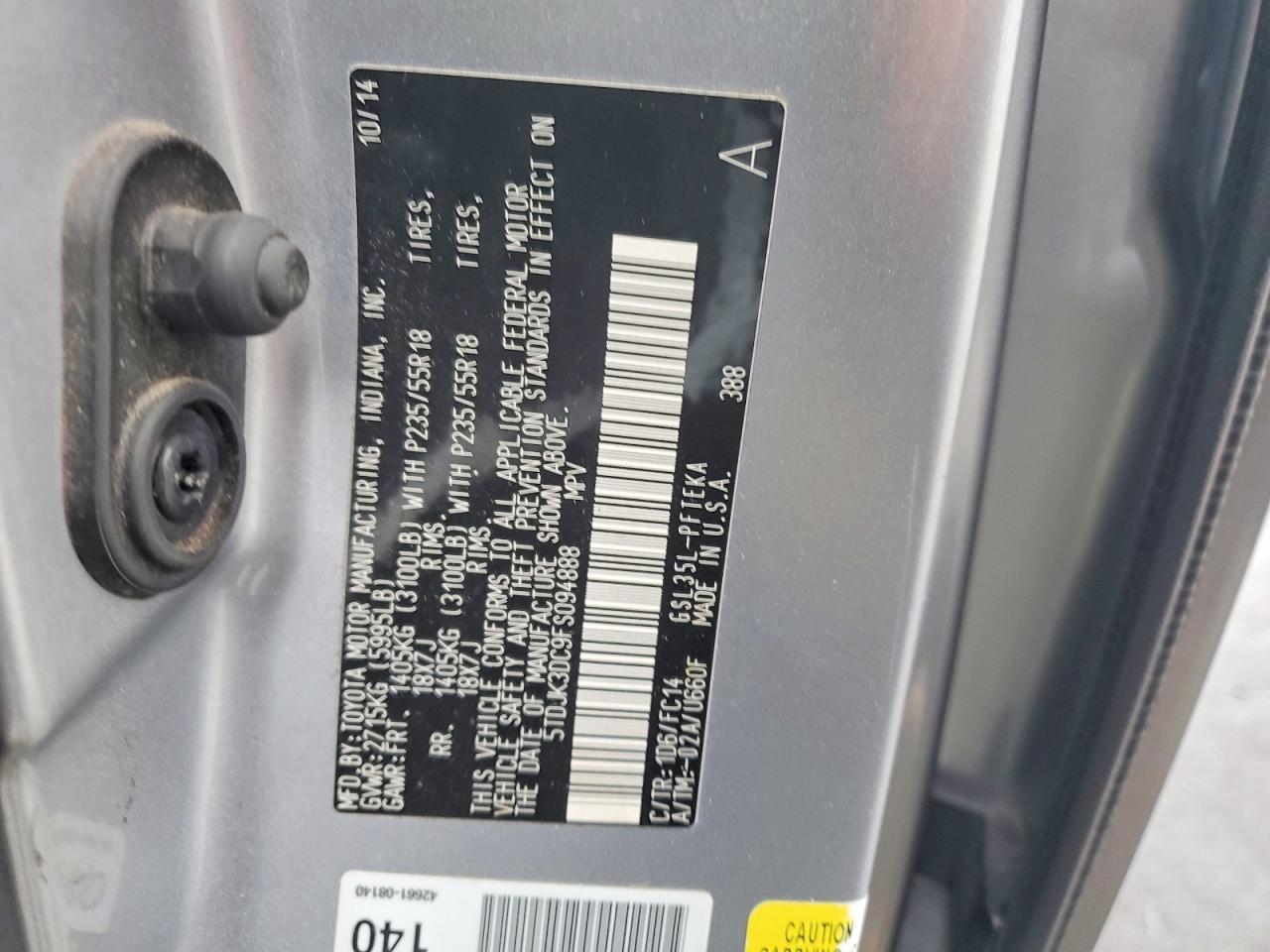 2015 Toyota Sienna Le Серый vin: 5TDJK3DC9FS094888